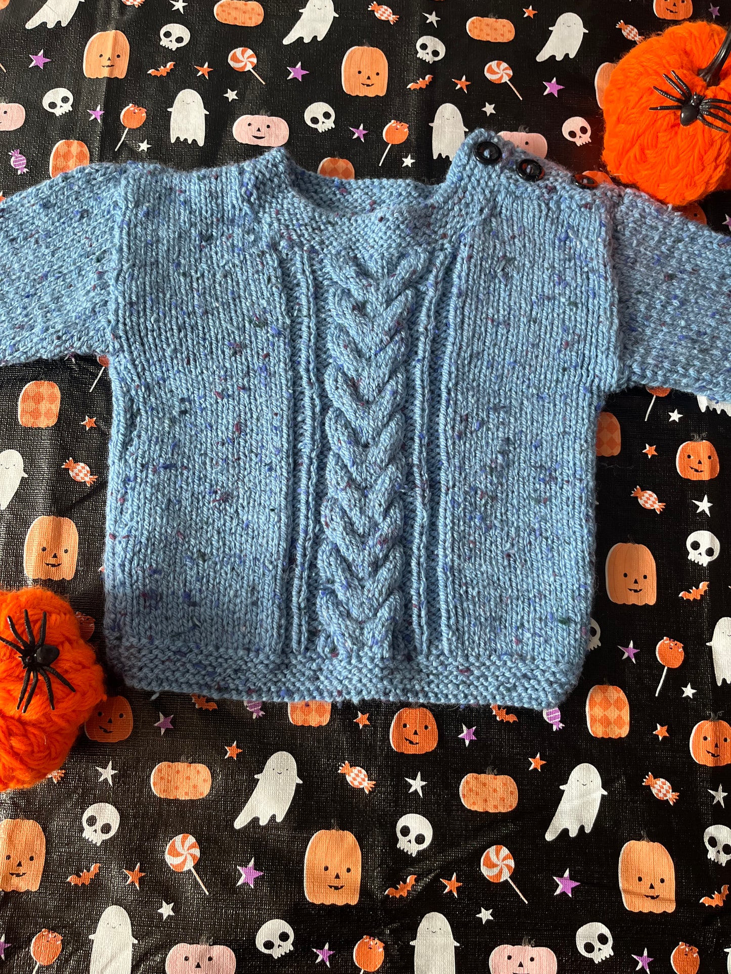 Size 9-12 Months, Boo Crew, Blue Hand Knitted Jumper