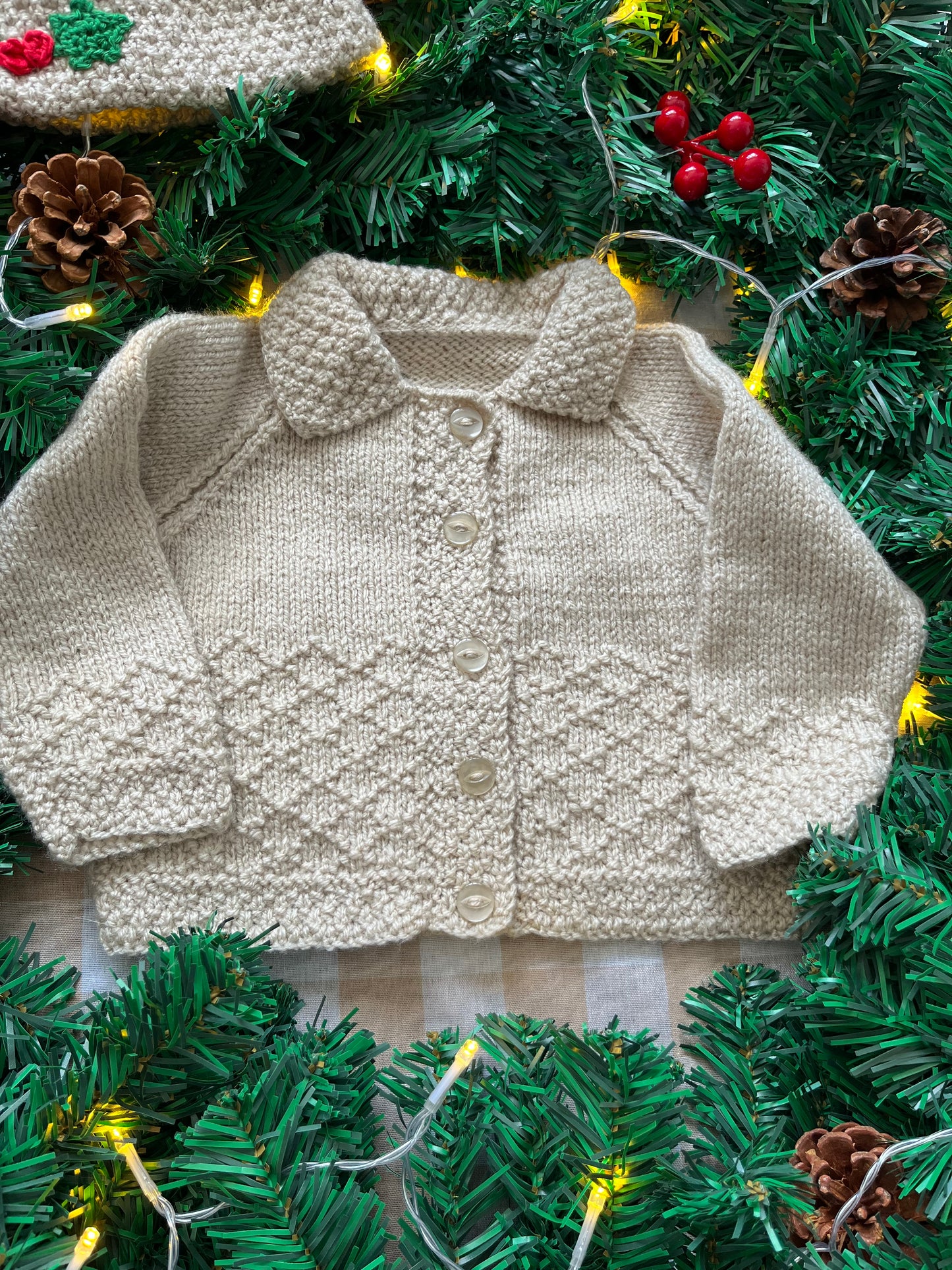 Size 3-6 Months, Robin & Holly Cardi & Hat Set