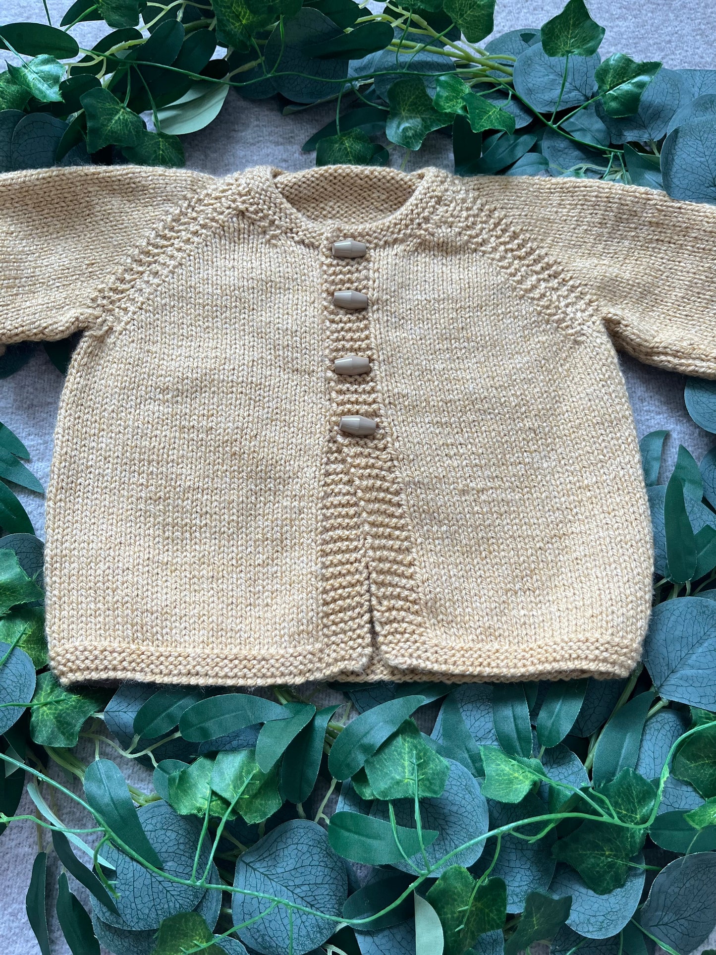Personalise Me, Size 9-12 Months, Beige/ Tan Name Cardigan, Little Sleeping fox