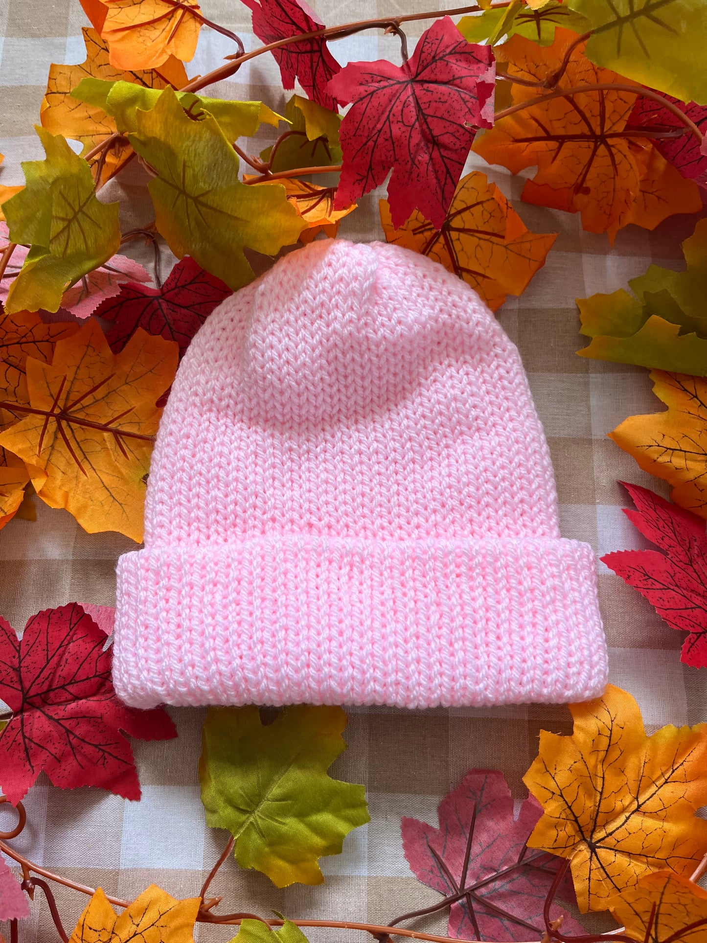 Size 4-6 Years, Pink Hand Knitted Hat, Tiny Headgehog, Toadstool & Squirrel