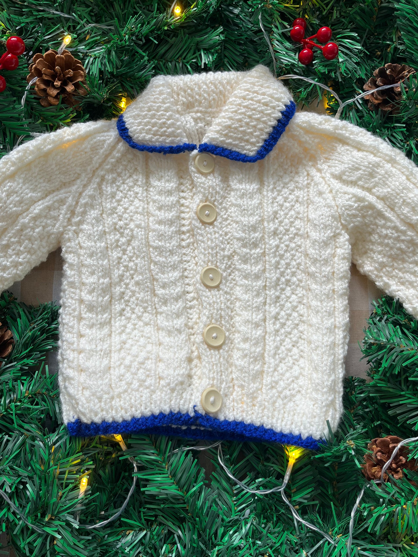Personalise Me, Size 12-18 Months, Blue Christmas Truck Name Cardi