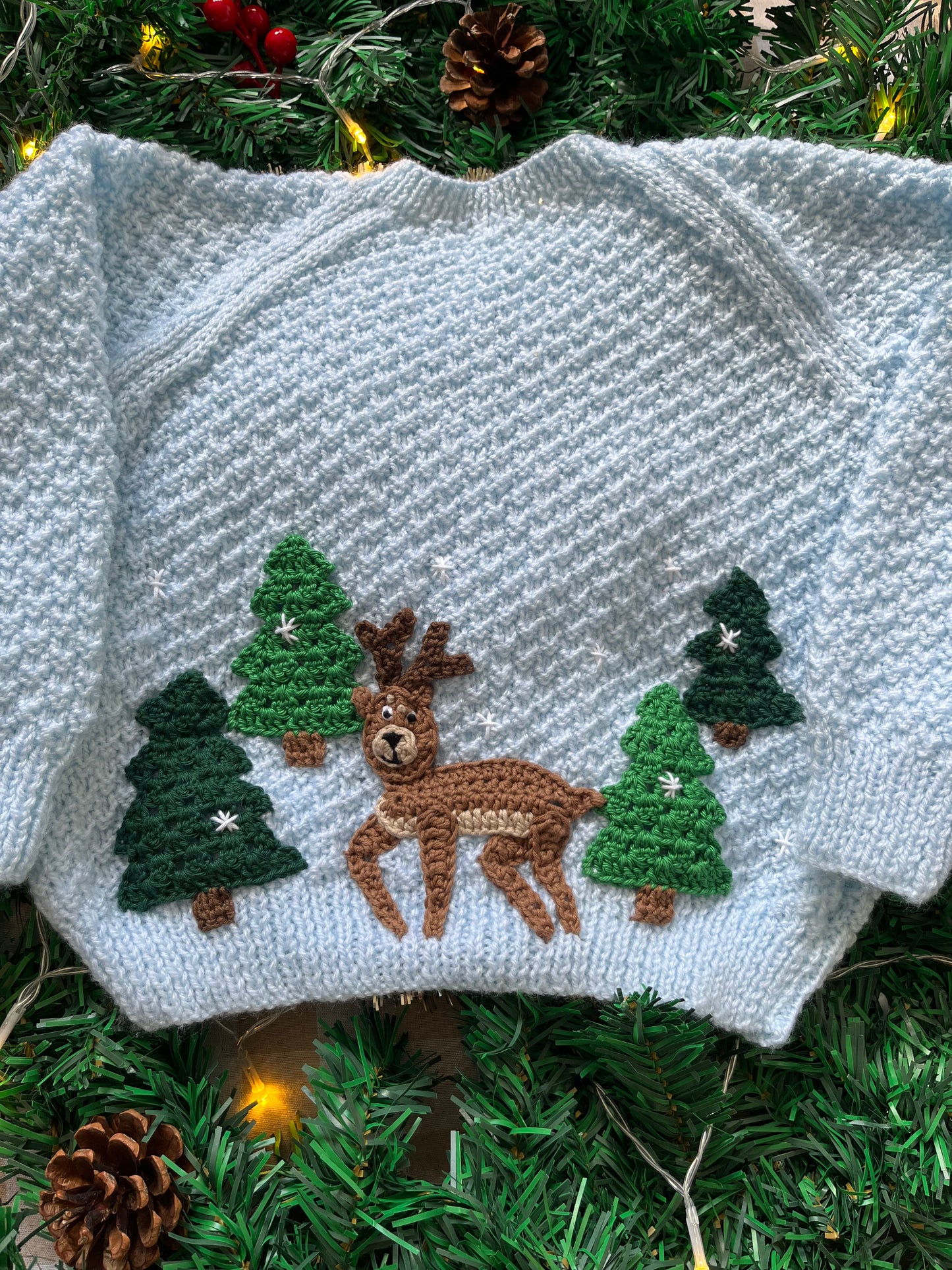 Personalise Me, Size 2-3 Years, Name Reindeer Cardi, Baby Blue