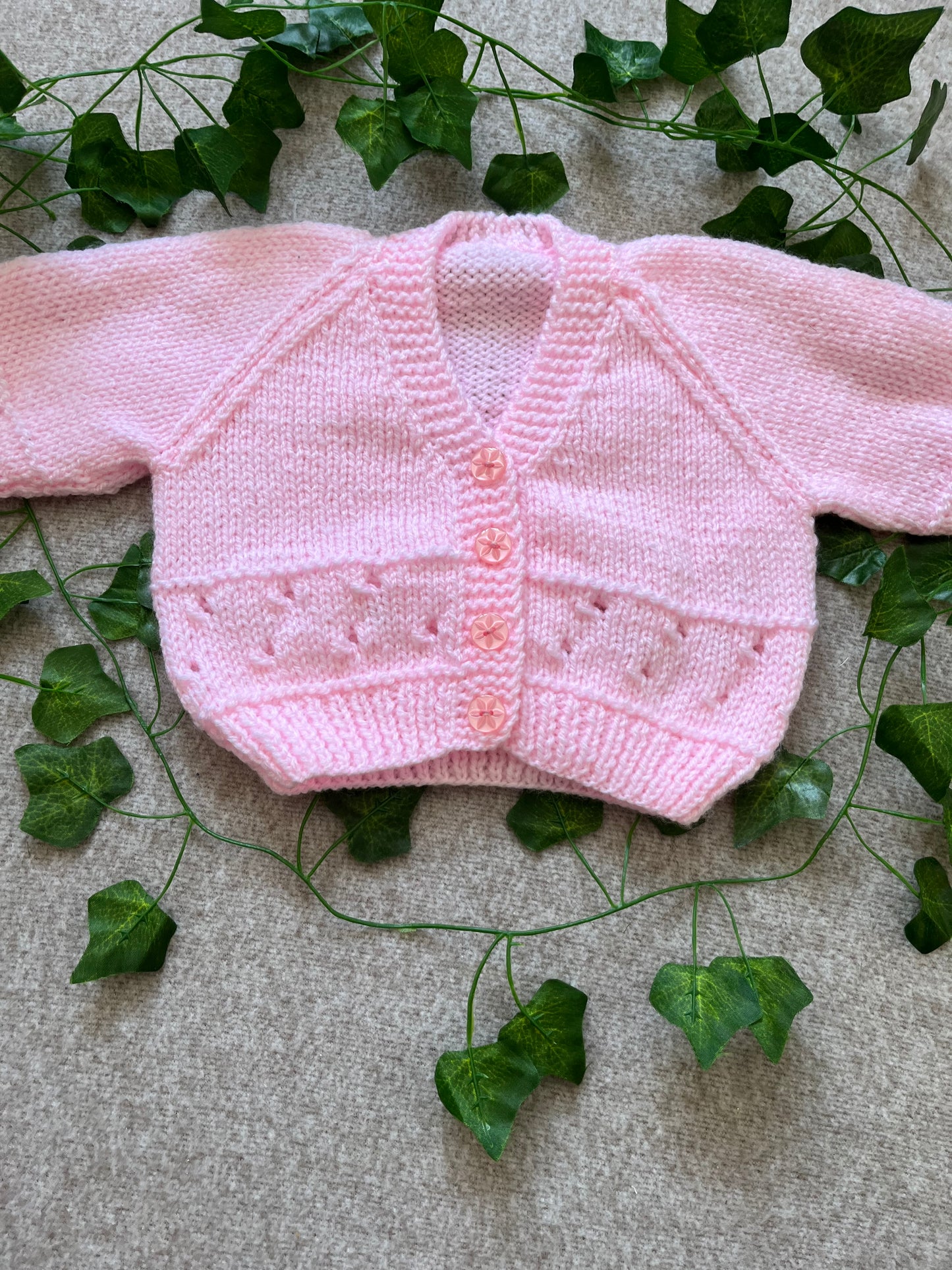 Size 0-3 Months, Personalised Cardigan, Name Cardigan, Hand knitted Pink Baby