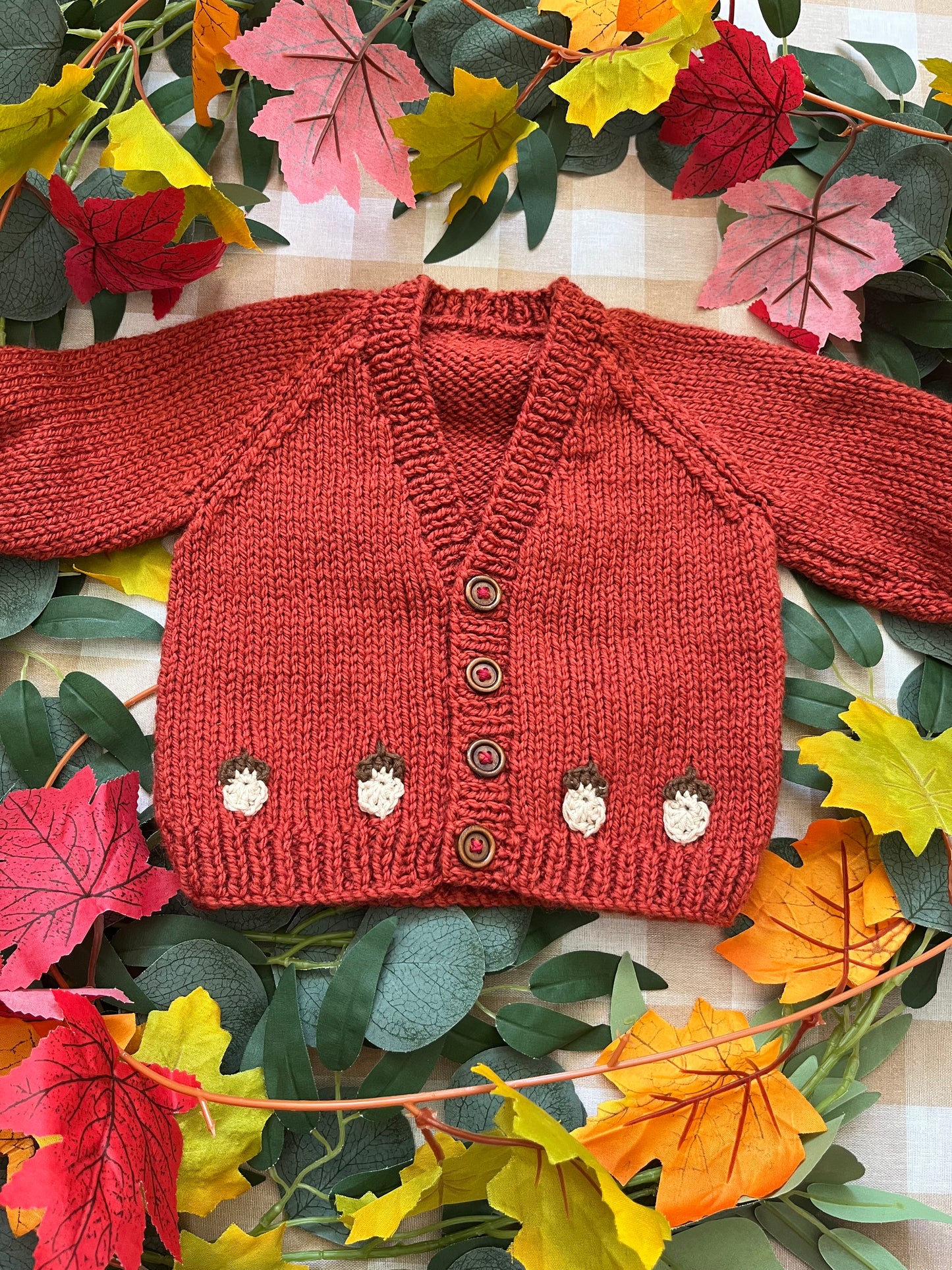 Personalise Me, Size 0-6 Months, Name Cardigan, Little Squirrel with Acorns