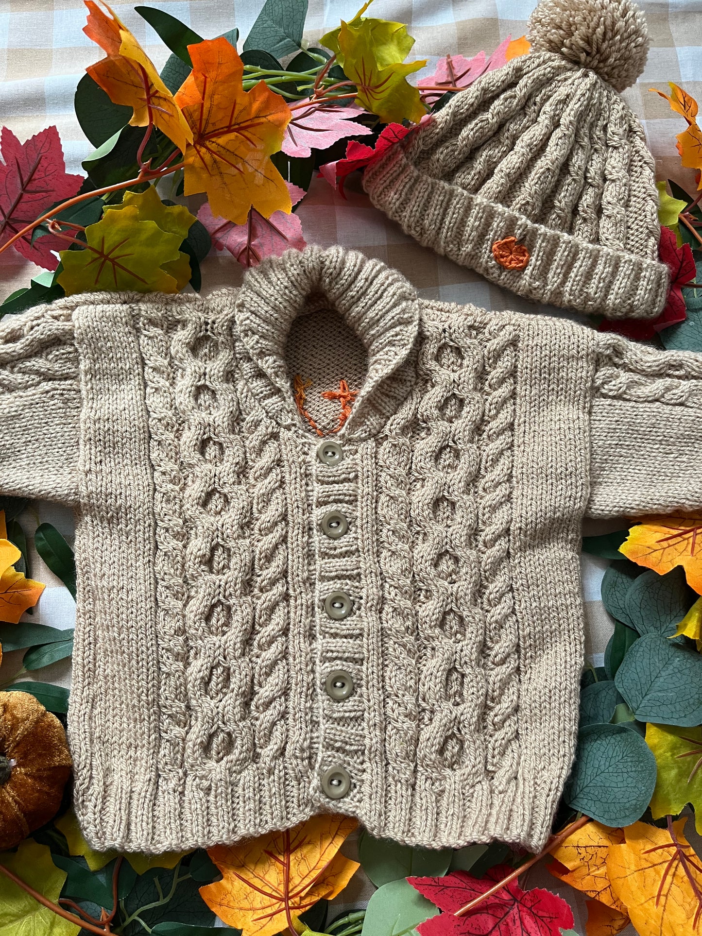 Size 1-2 Years, Little Pumpkin Cardi & Hat set