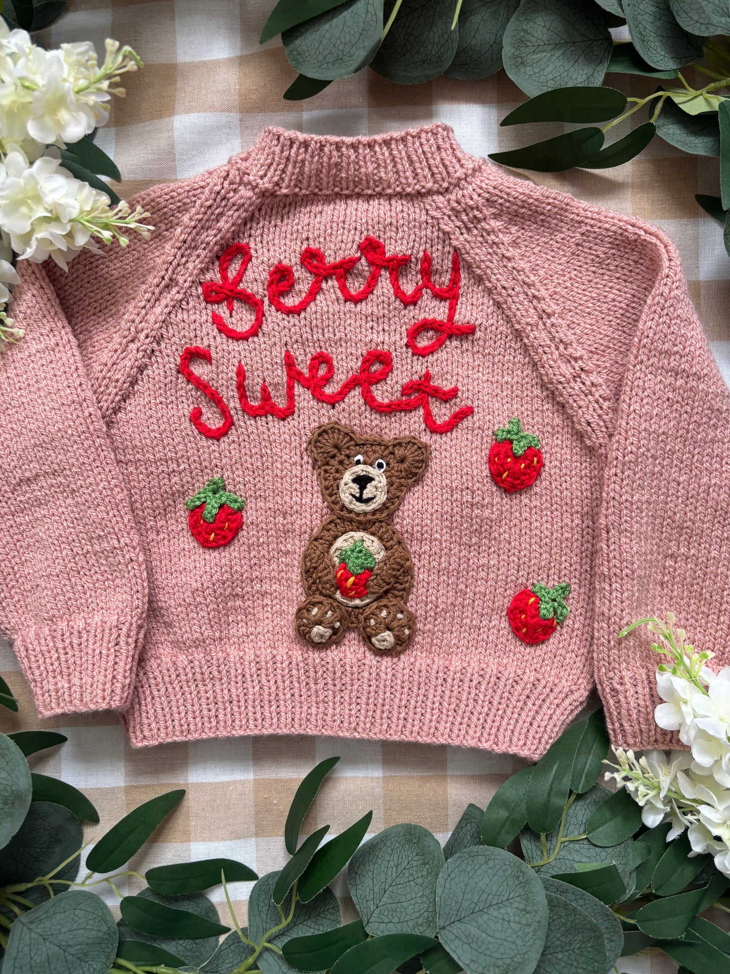 Size 6-12 Months, Berry Sweet, Dusty Pink Hand knitted Cardi