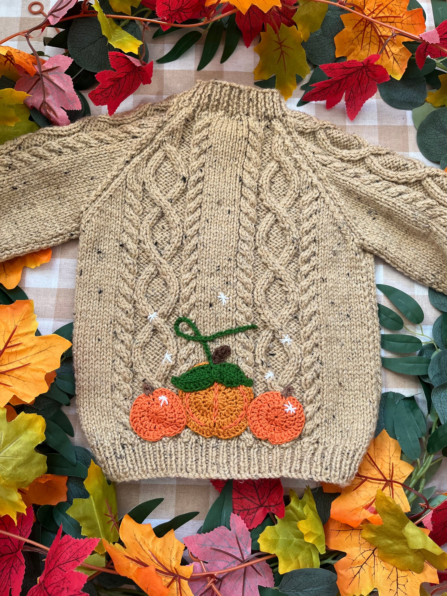Personalise Me, Size 1-3 Years, Single Letter Cardi, Beige Rustic Pumpkin Cardi