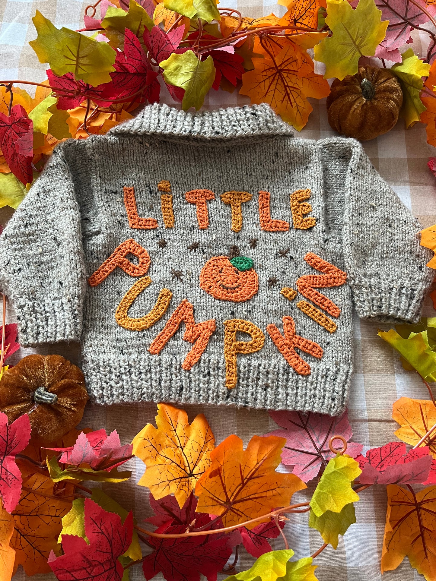Size 6-9 Months, Little Pumpkin, Beige Fleck Cardigan