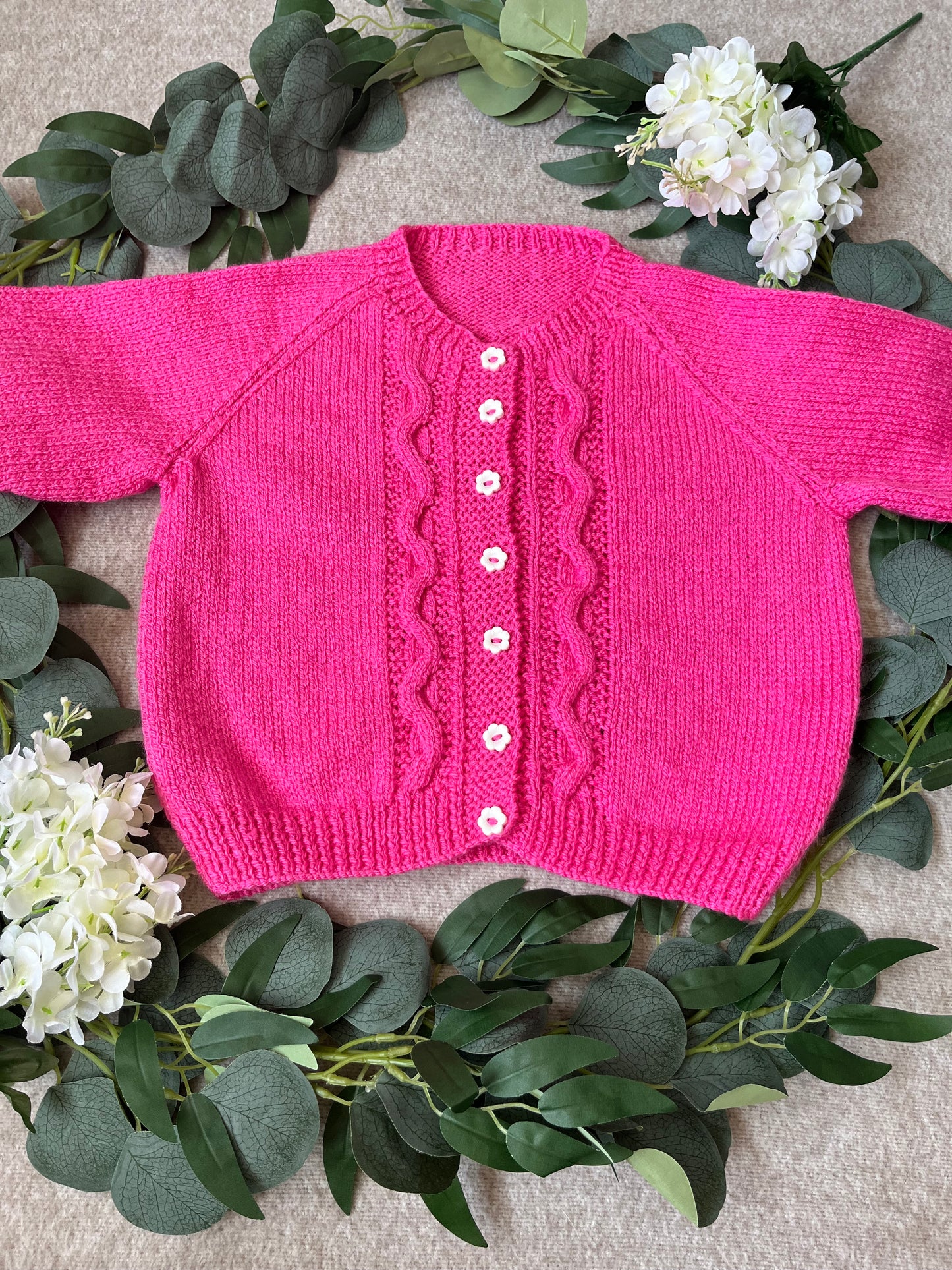 Size 2-4 Years, Dancing Queen, Pink Hand Knitted Cardigan