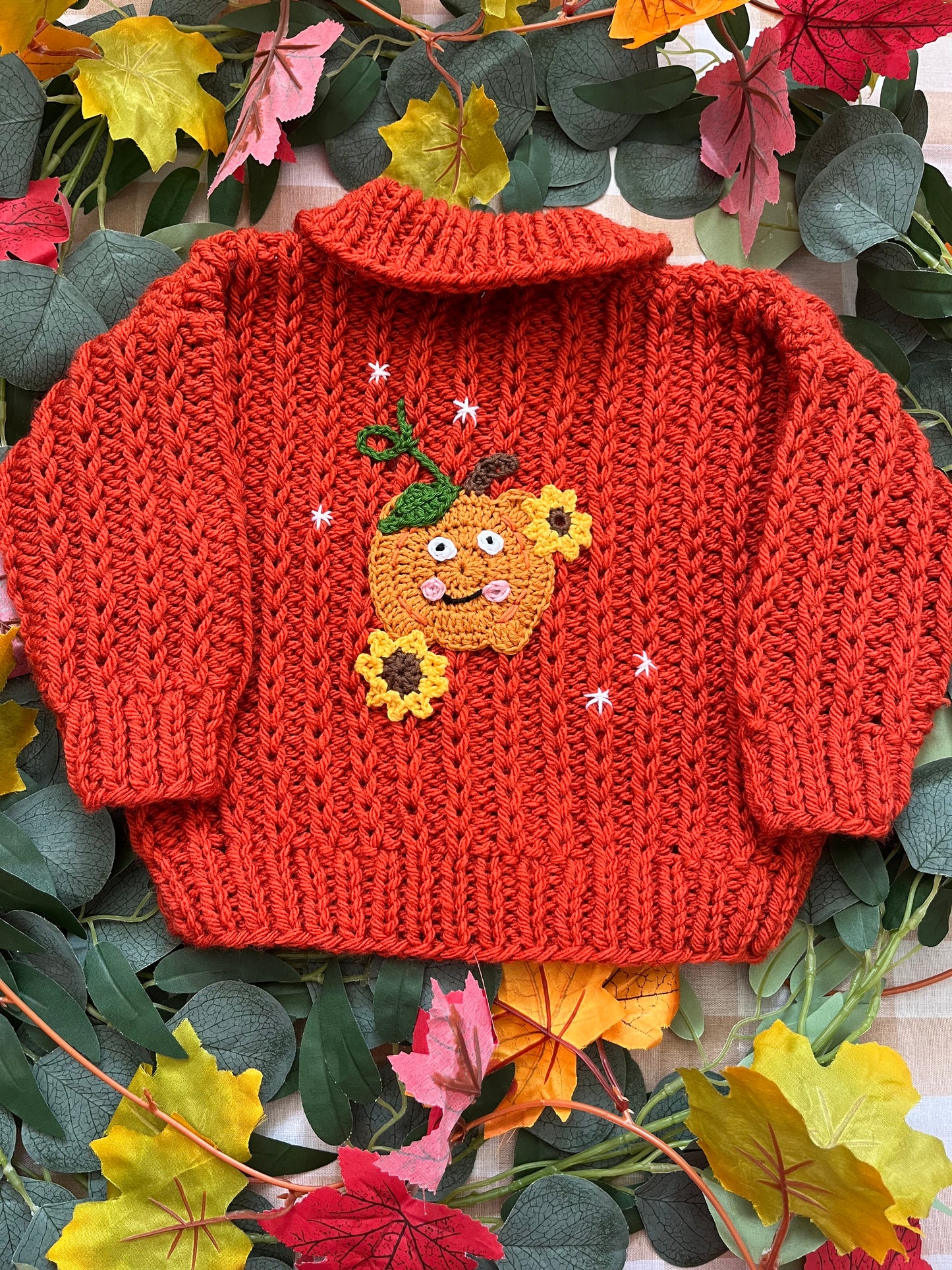 Size 9-12 Months, Chunky Burnt Orange Pumpkin Cardi