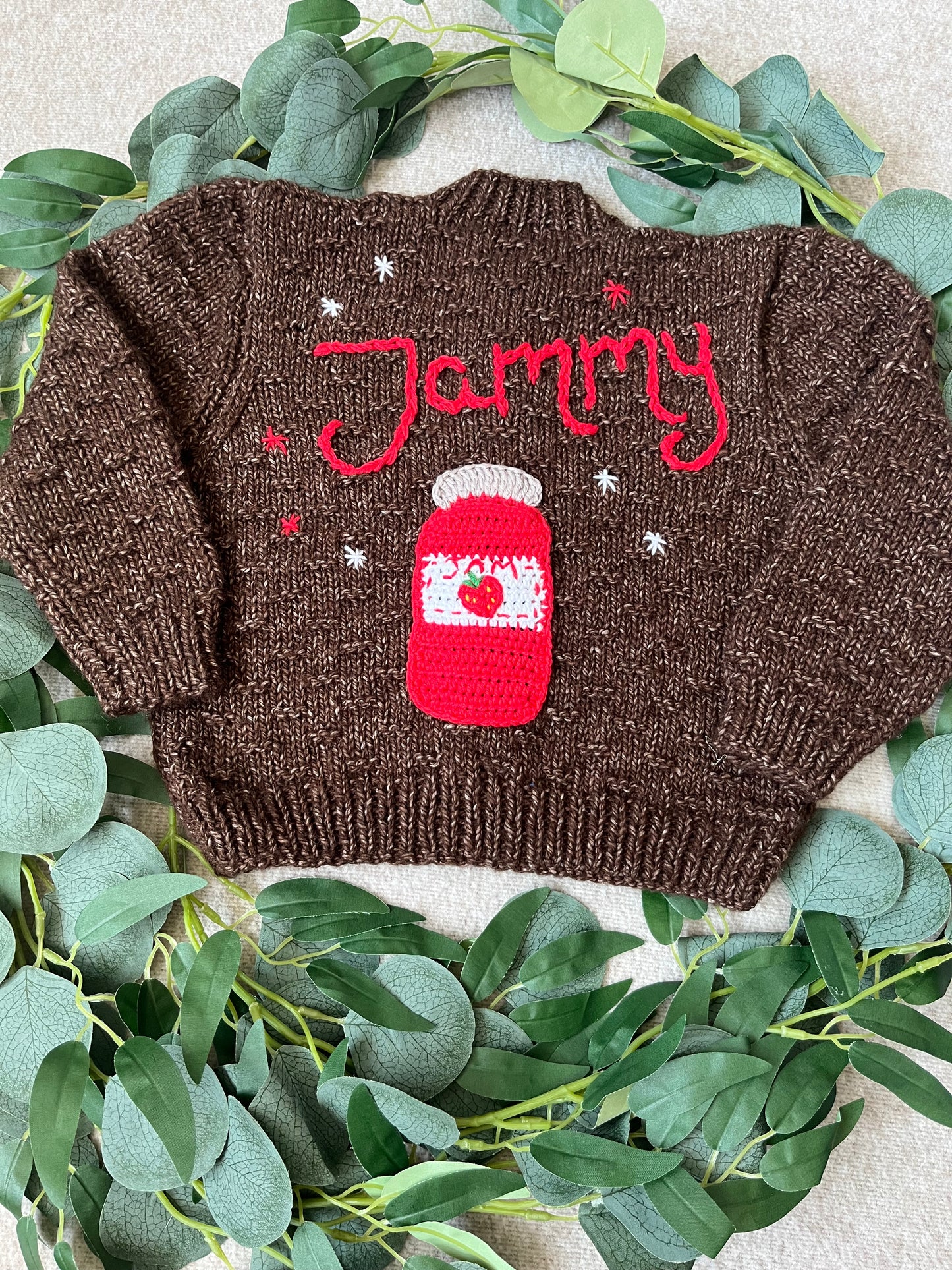 Size 1-3 Years, Jammy, Brown Hand Knitted Cardigan