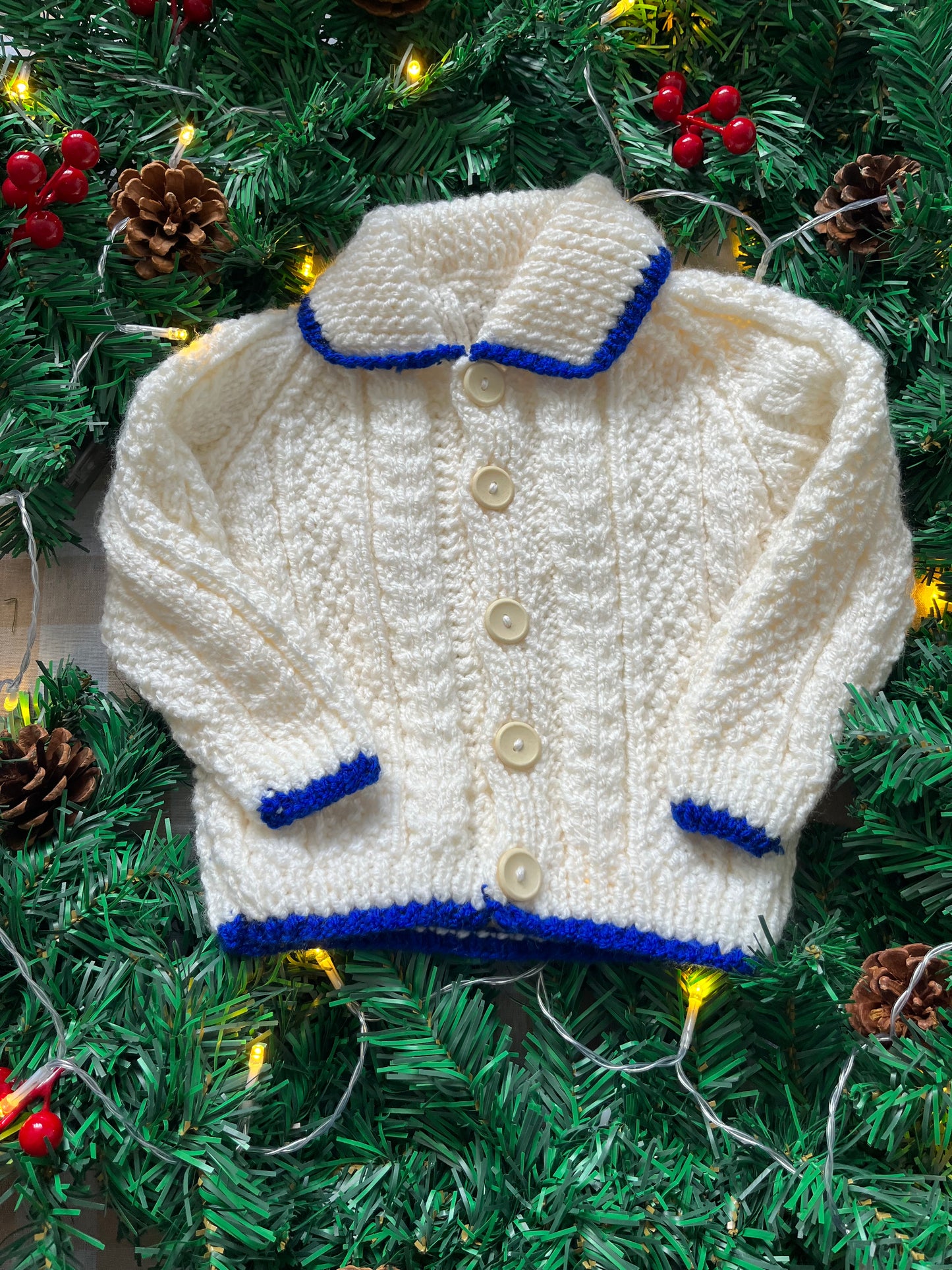 Personalise Me, Size 12-18 Months, Blue Christmas Truck Name Cardi