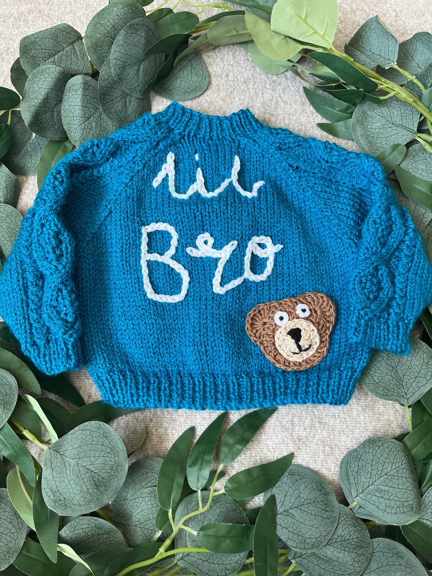 Size 0-3 Months, Lil Bri, Blue Hand Knitted Baby Cardigan
