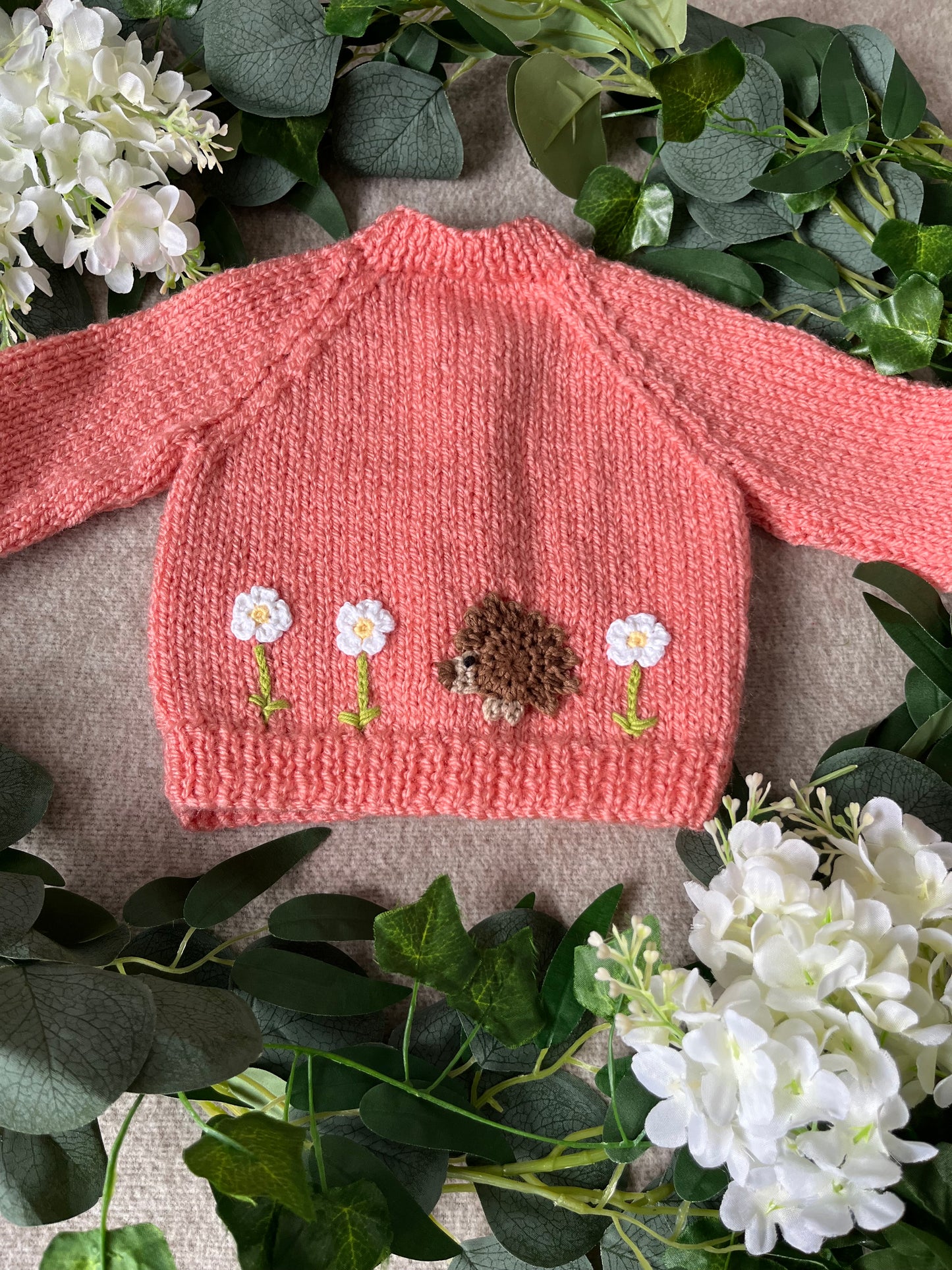 Size 0-3 Months, Personalise Me, Name Cardigan, Hedgehog Cardi