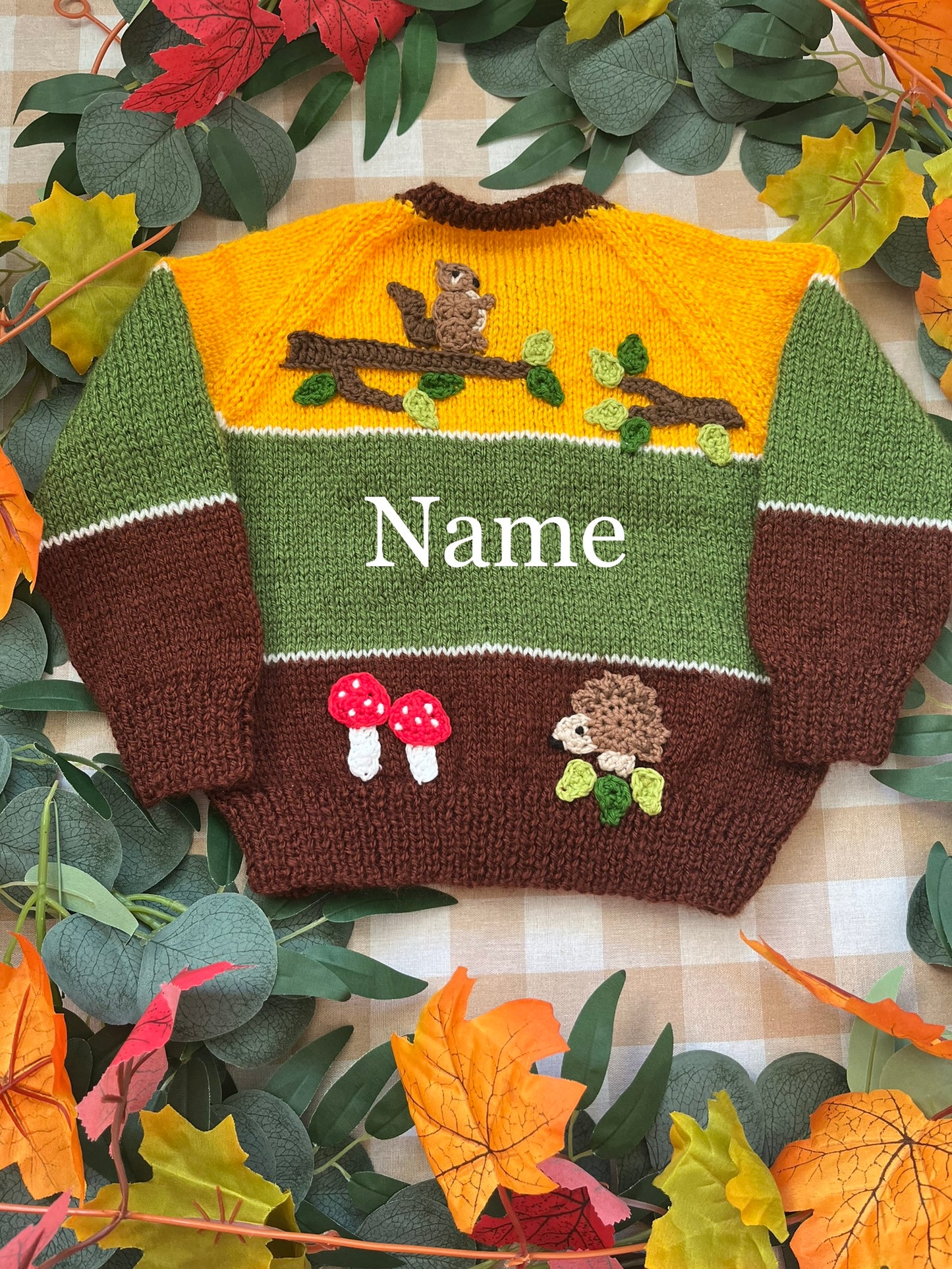 Personalise Me, Size 1-2 years, Name Cardigan, Woodland Theme Cardigan