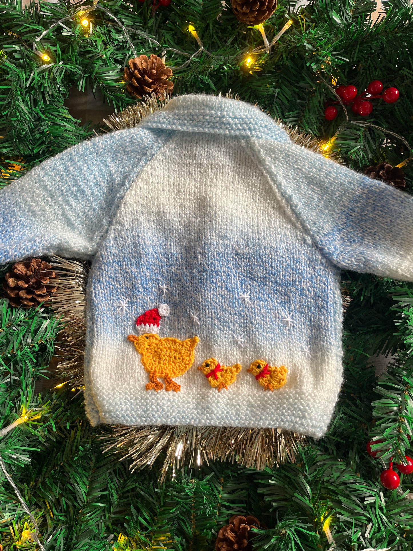 Personalise Me, Size 6-12 Months, Christmas Duck & Chicks Cardi
