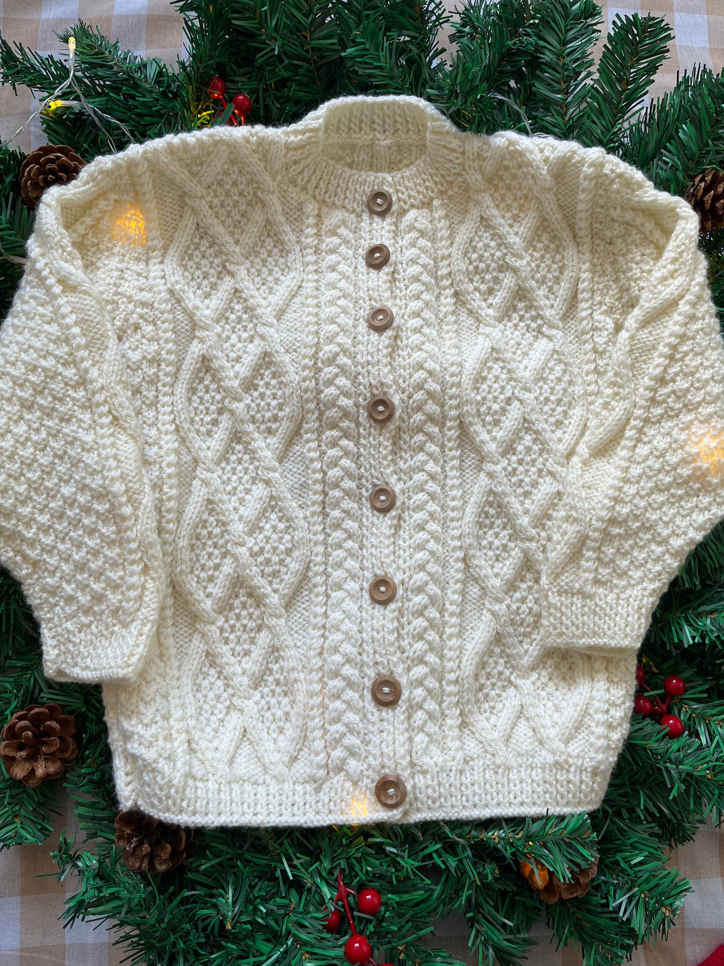 Size 5-7 Years, Not even a Mouse, Cream Cable Knit Cardi