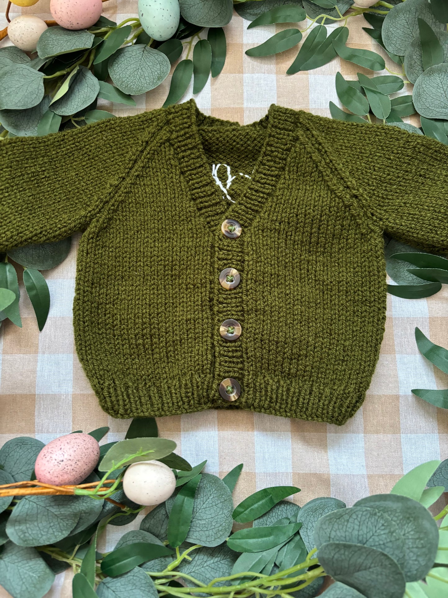 Size 0-6 Months, Little Lamb, Khaki Cardi