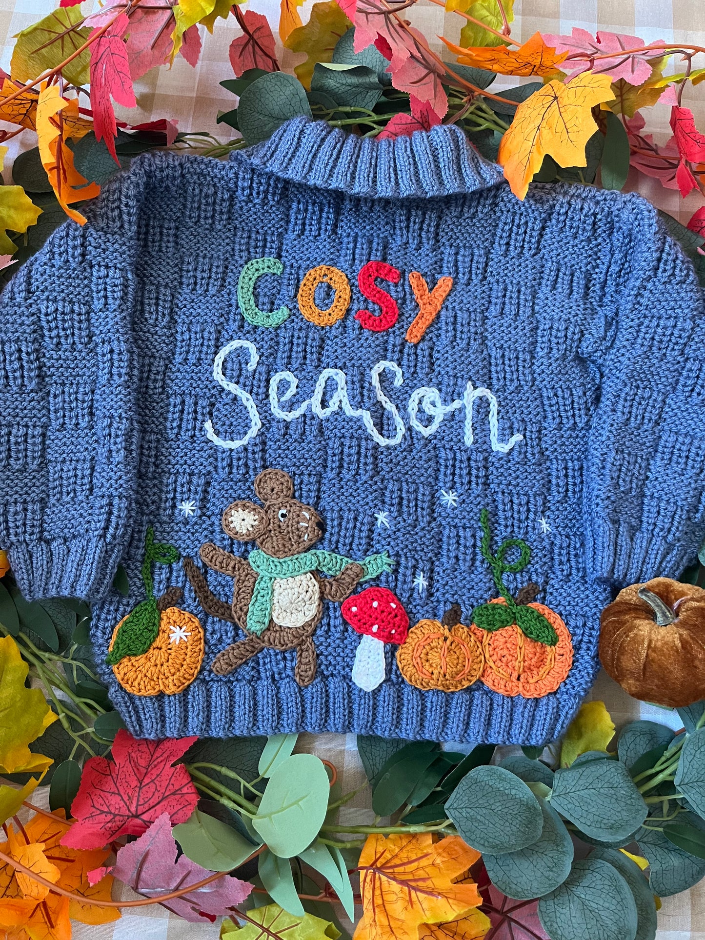 Size 2-4 Years, Cosy Season, Field Mouse Blue Cardi