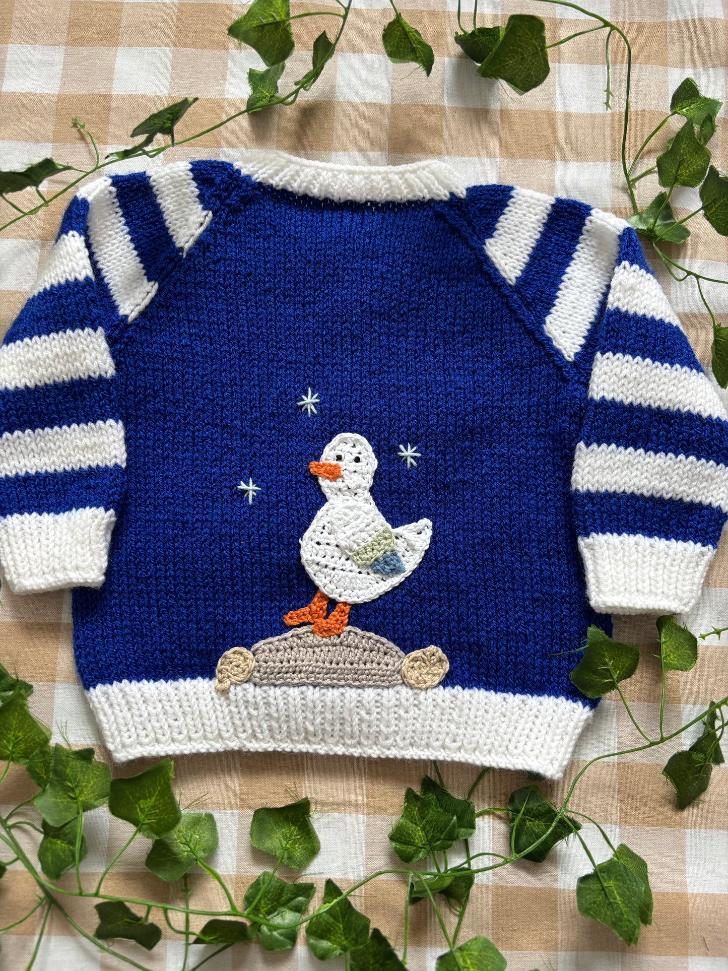 Size 12-18 Months, Seagull & Crab Striped Sleeve Cardi