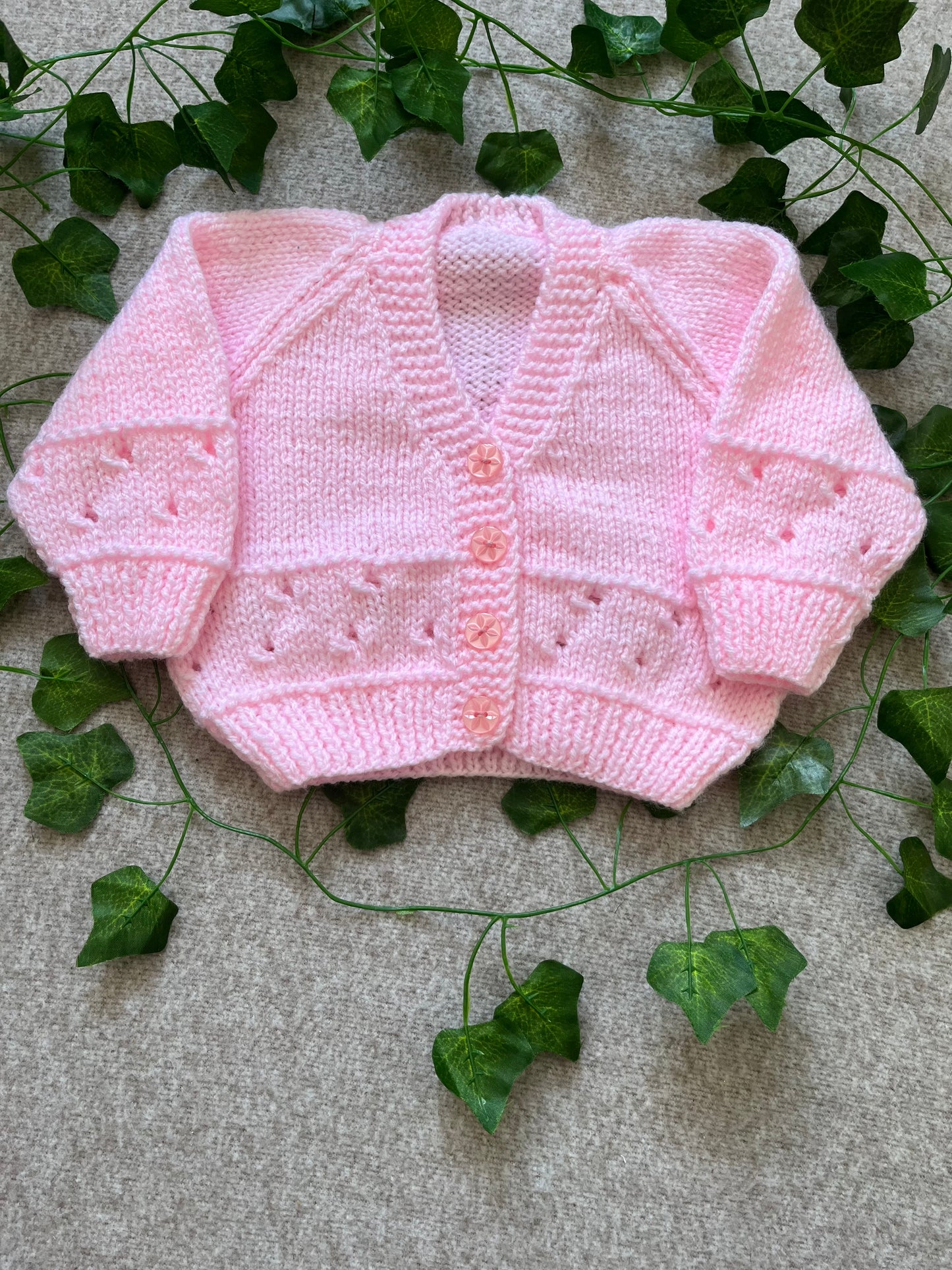 Size 0-3 Months, Personalised Cardigan, Name Cardigan, Hand knitted Pink Baby