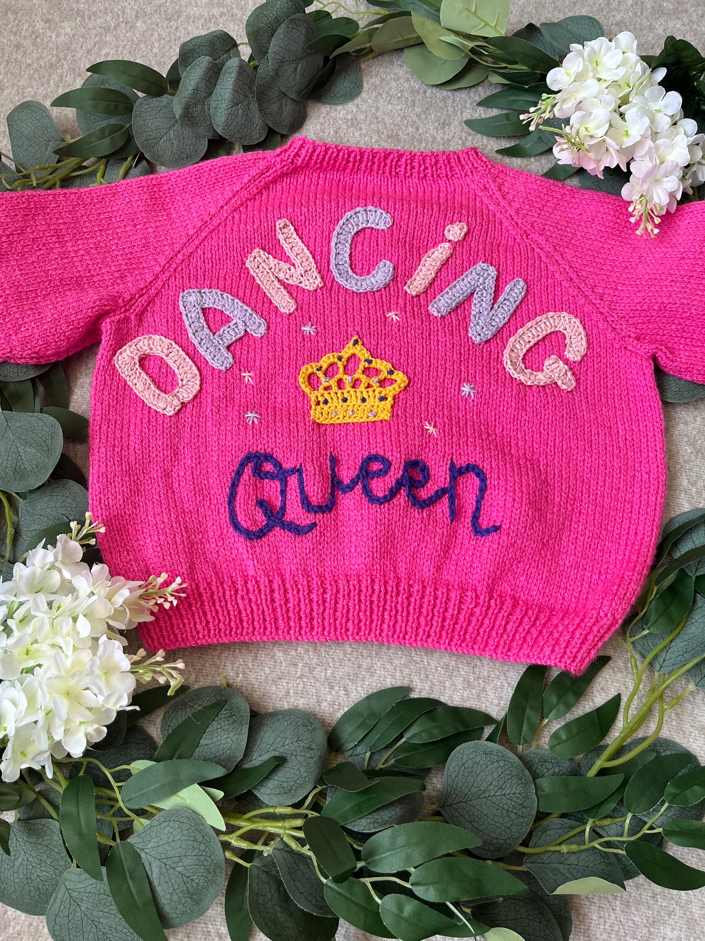 Size 2-4 Years, Dancing Queen, Pink Hand Knitted Cardigan