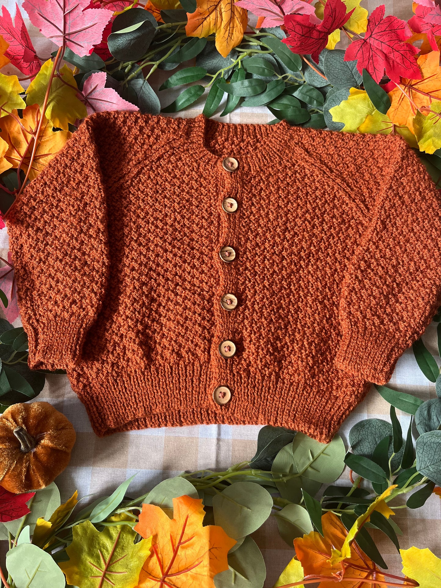 Personalise Me, Size 2-3 years, Name Cardi, Rust Pumpkin Truck Cardi