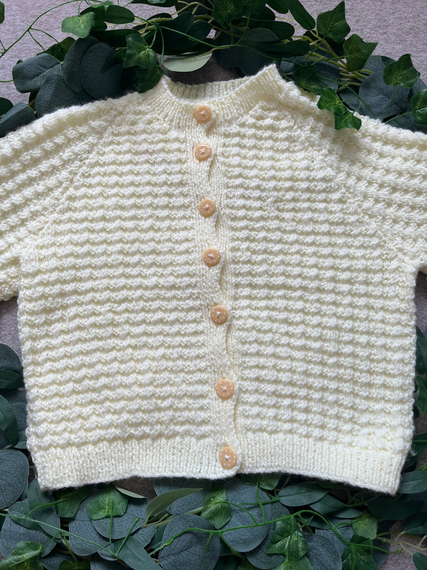 Personalise Me, Add 3 or 4 to ballon (or none), Birthday Bear Cardigan, Butter Yellow Hand Knitted Cardi