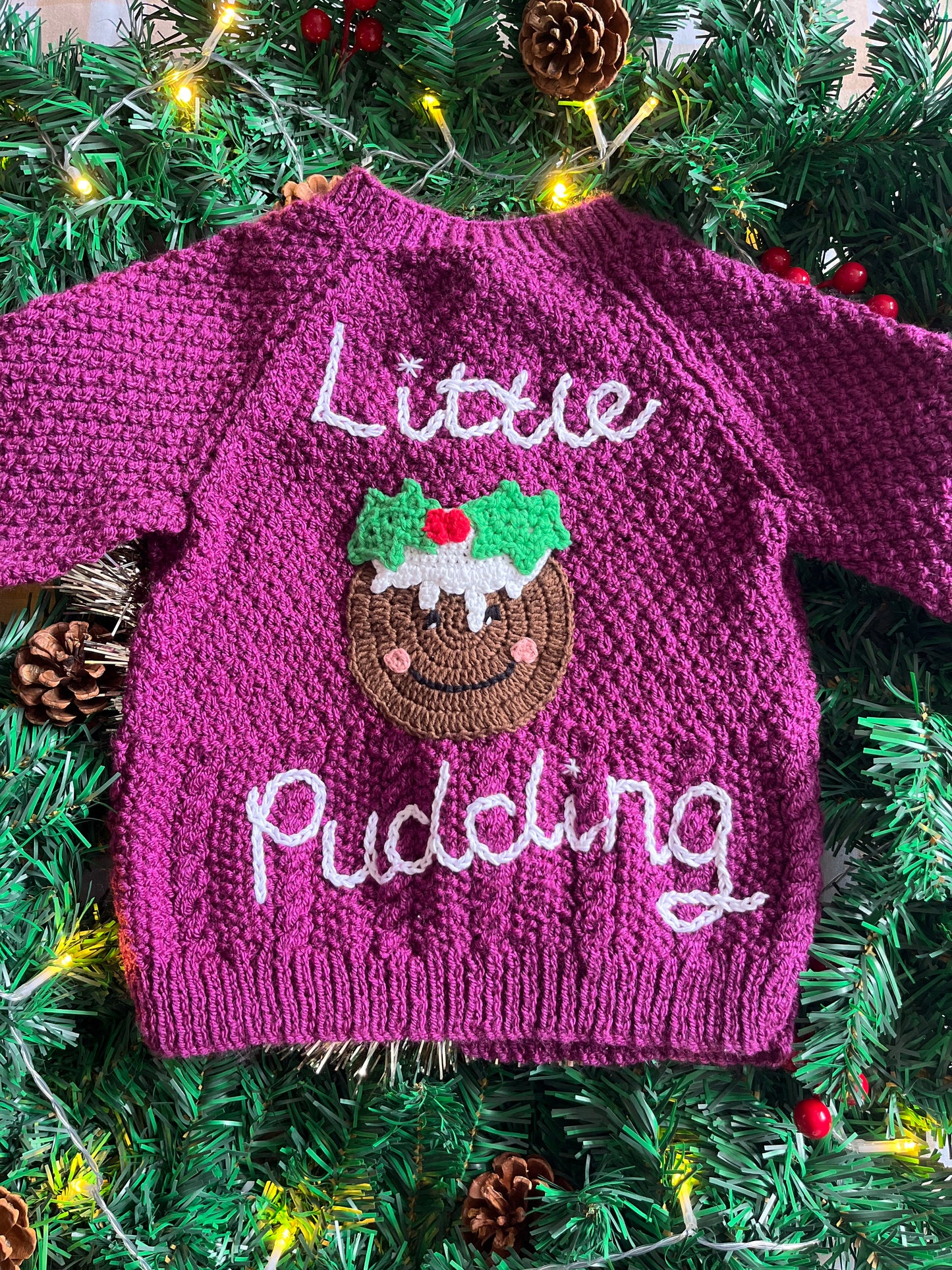 Size 2-4 Years, Little Pudding, Purple Christmas Cardi