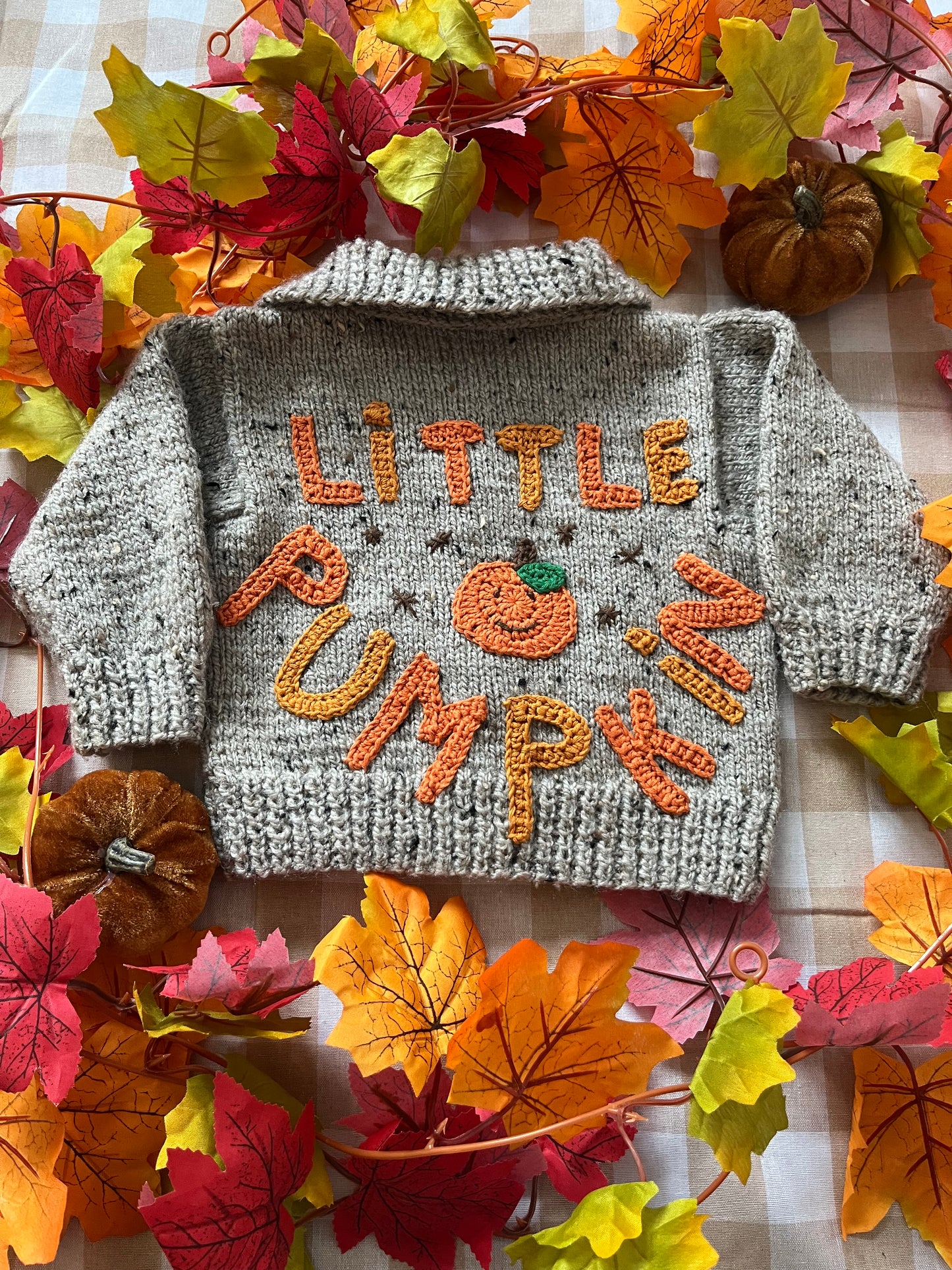Size 6-9 Months, Little Pumpkin, Beige Fleck Cardigan