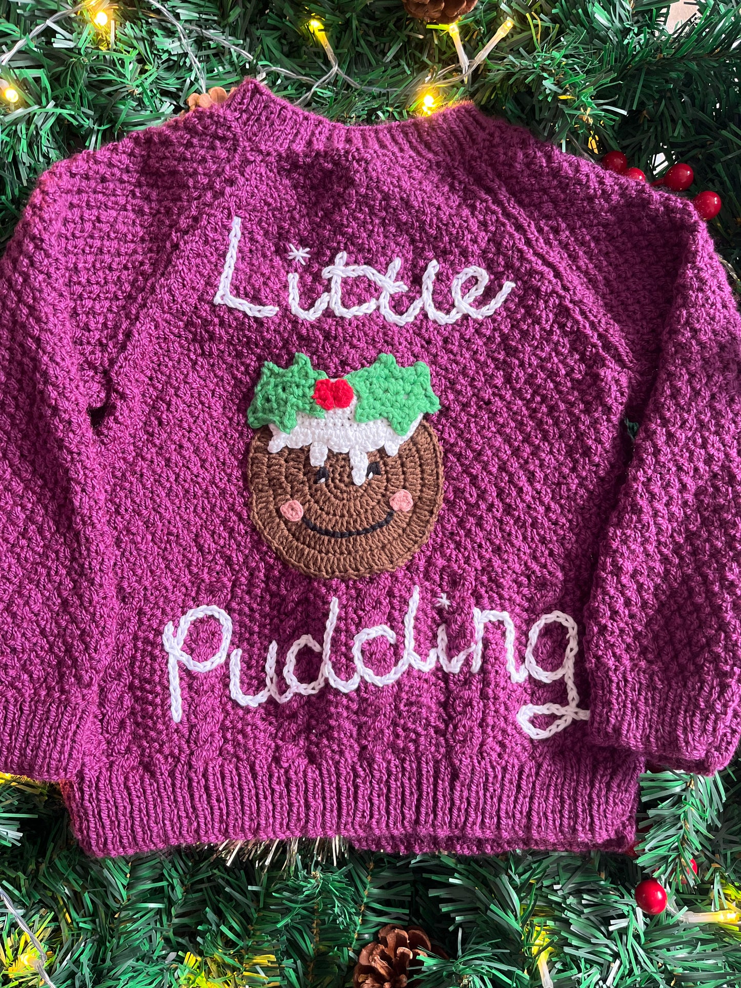Size 2-4 Years, Little Pudding, Purple Christmas Cardi