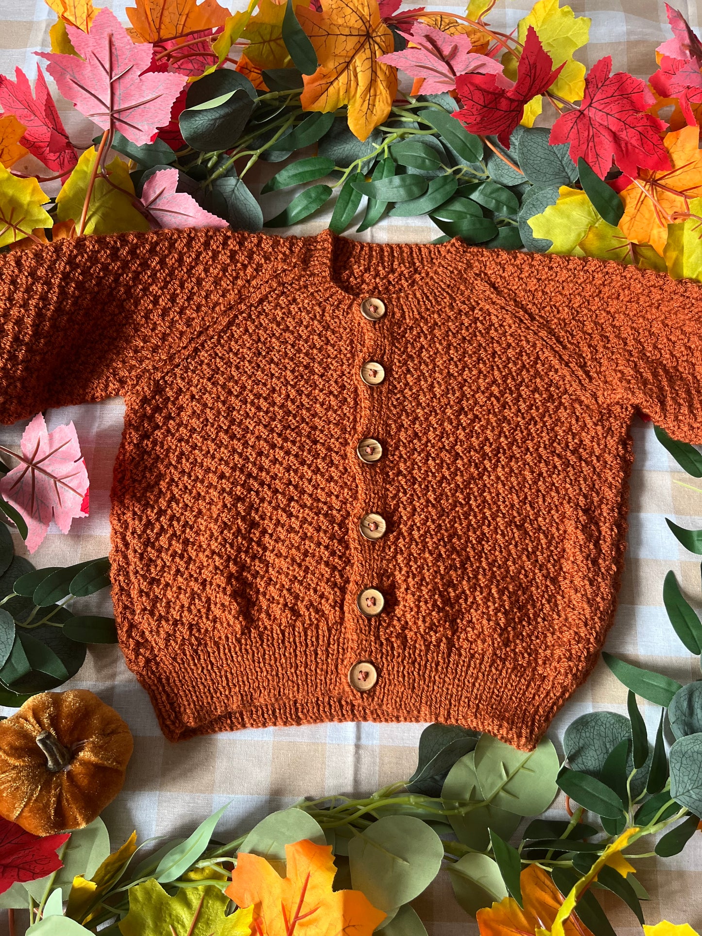 Personalise Me, Size 2-3 years, Name Cardi, Rust Pumpkin Truck Cardi