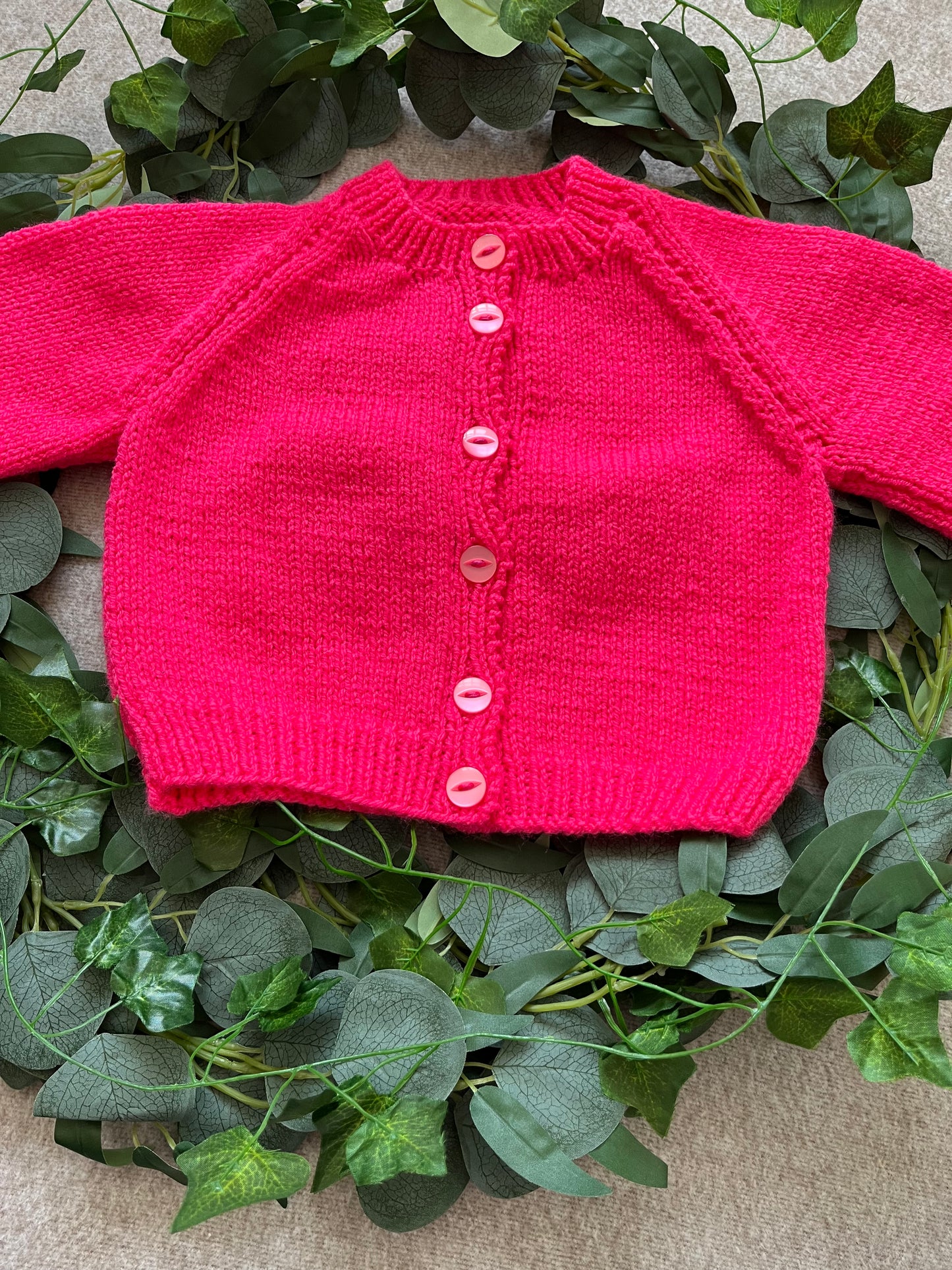 Size 1-2 Years, Howdy, Cow Print, Cow Girl Theme, Cowboy Boots + Hat Design, Handknitted Hot Pink Cardigan