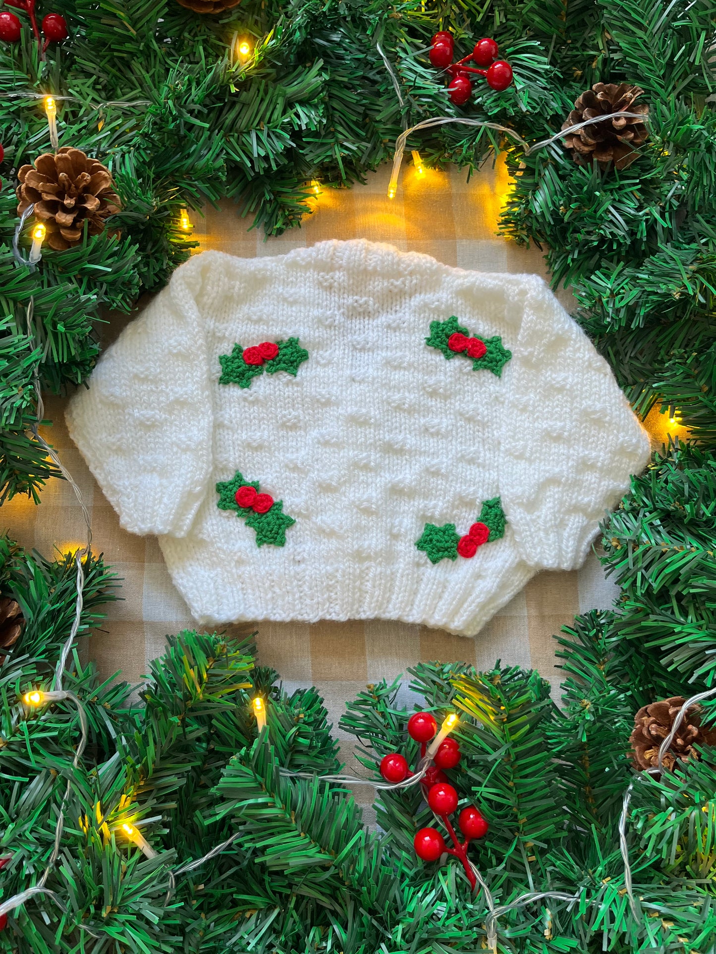 Personalise Me, Size 0-3 Months, White Holly Cardi, Add a Letter