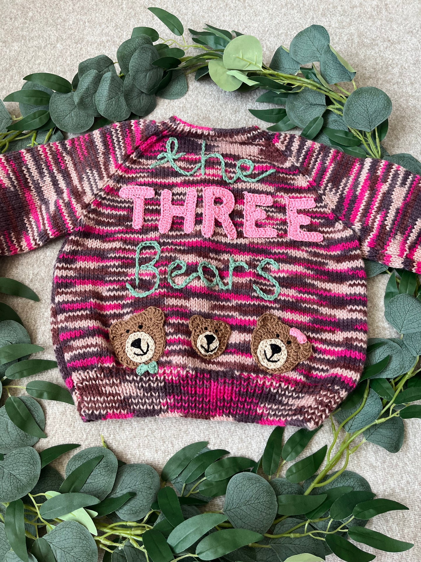 Size 3-4 Years, The Three Bears, 3rd Birthday Cardigan, Handknitted