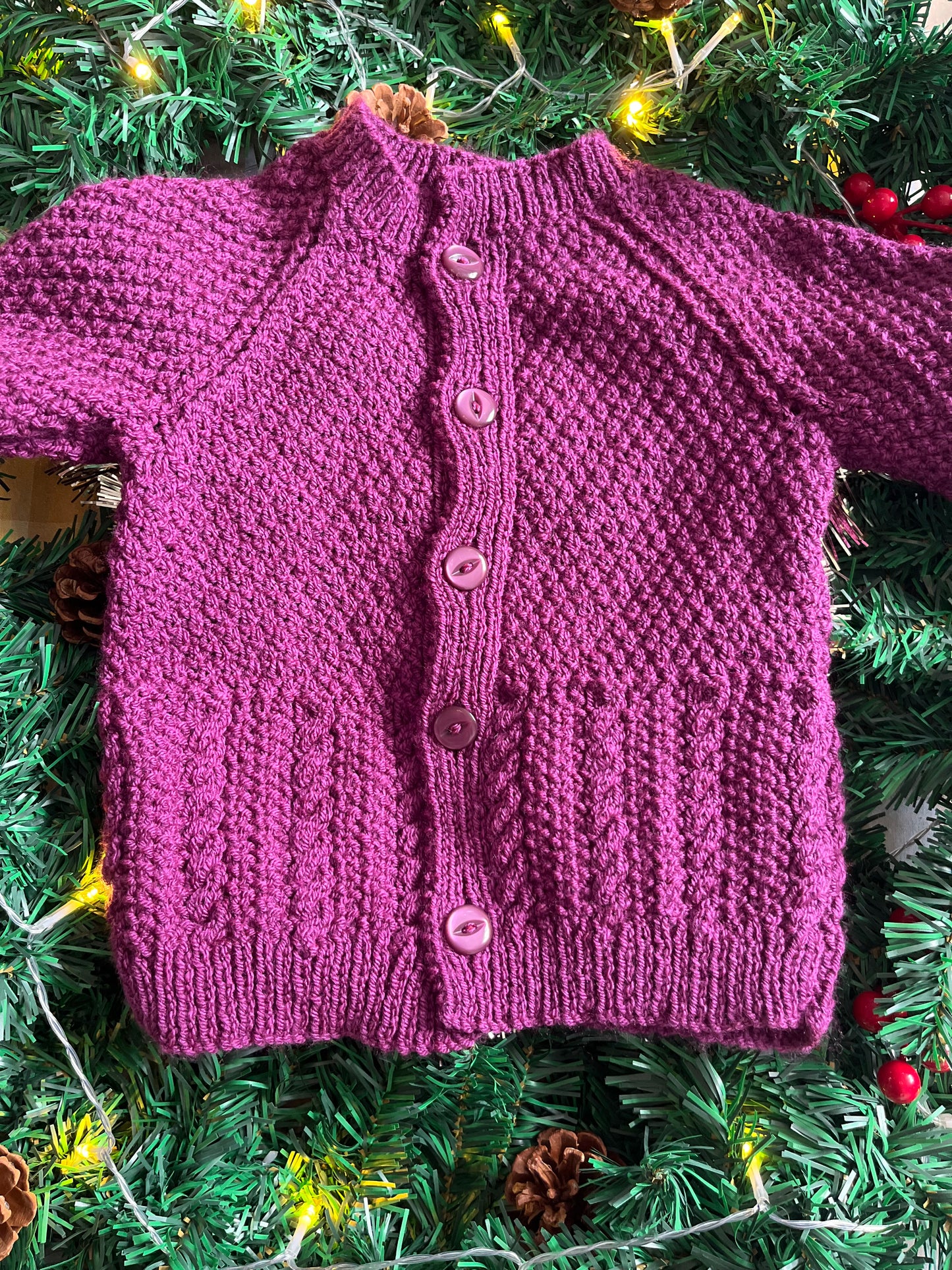 Size 2-4 Years, Little Pudding, Purple Christmas Cardi