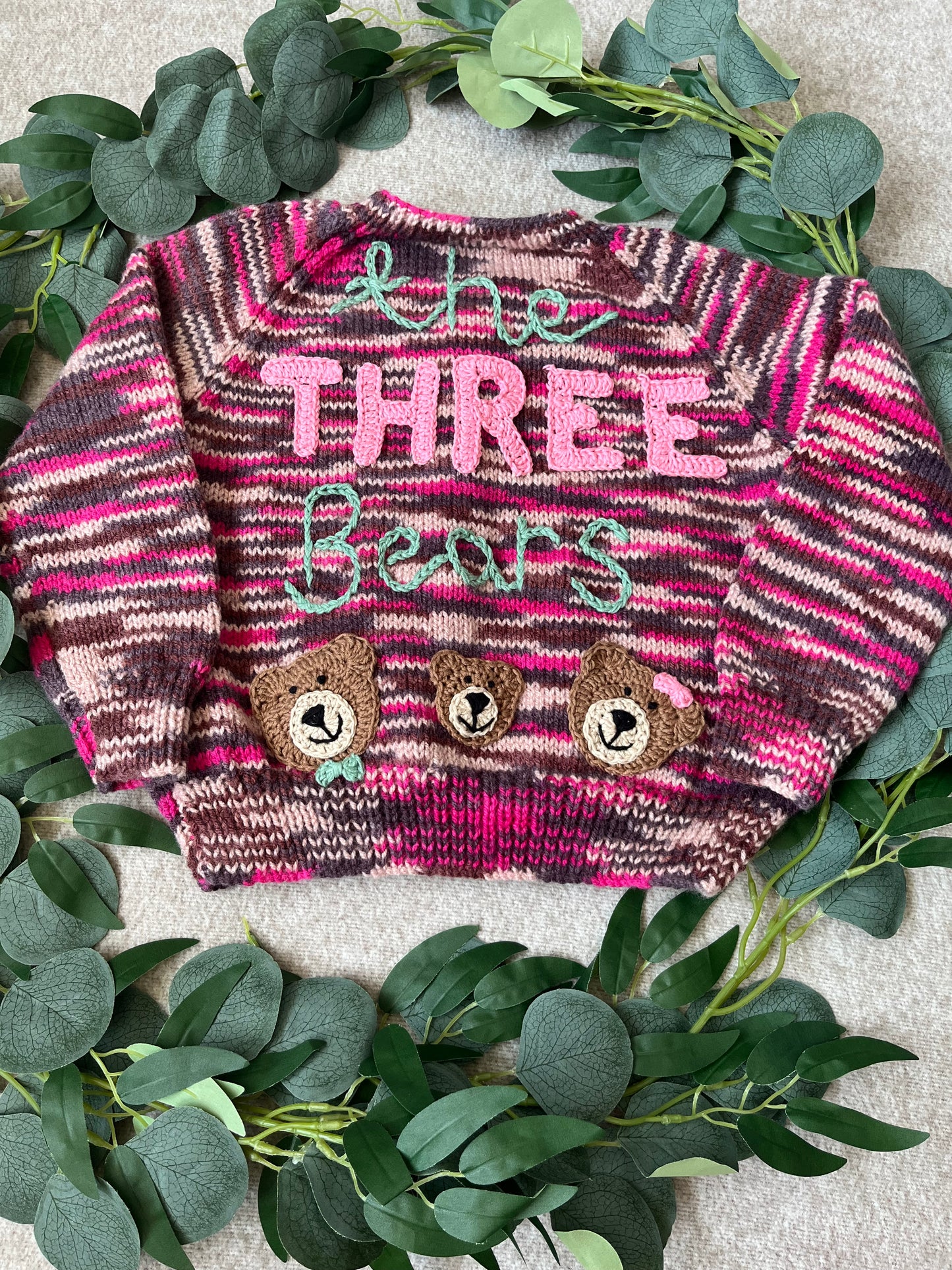 Size 3-4 Years, The Three Bears, 3rd Birthday Cardigan, Handknitted