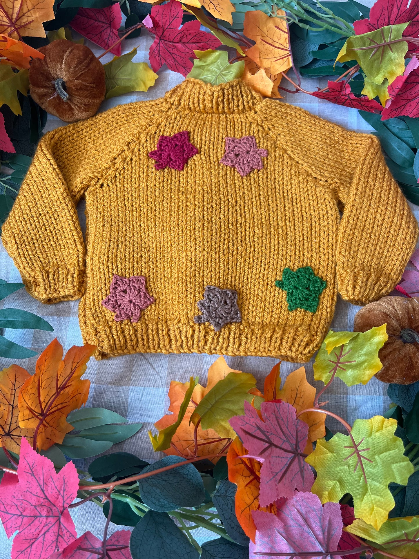 Personalise Me, Size 6 Months, Mustard Autumn Leaves Name Cardigan