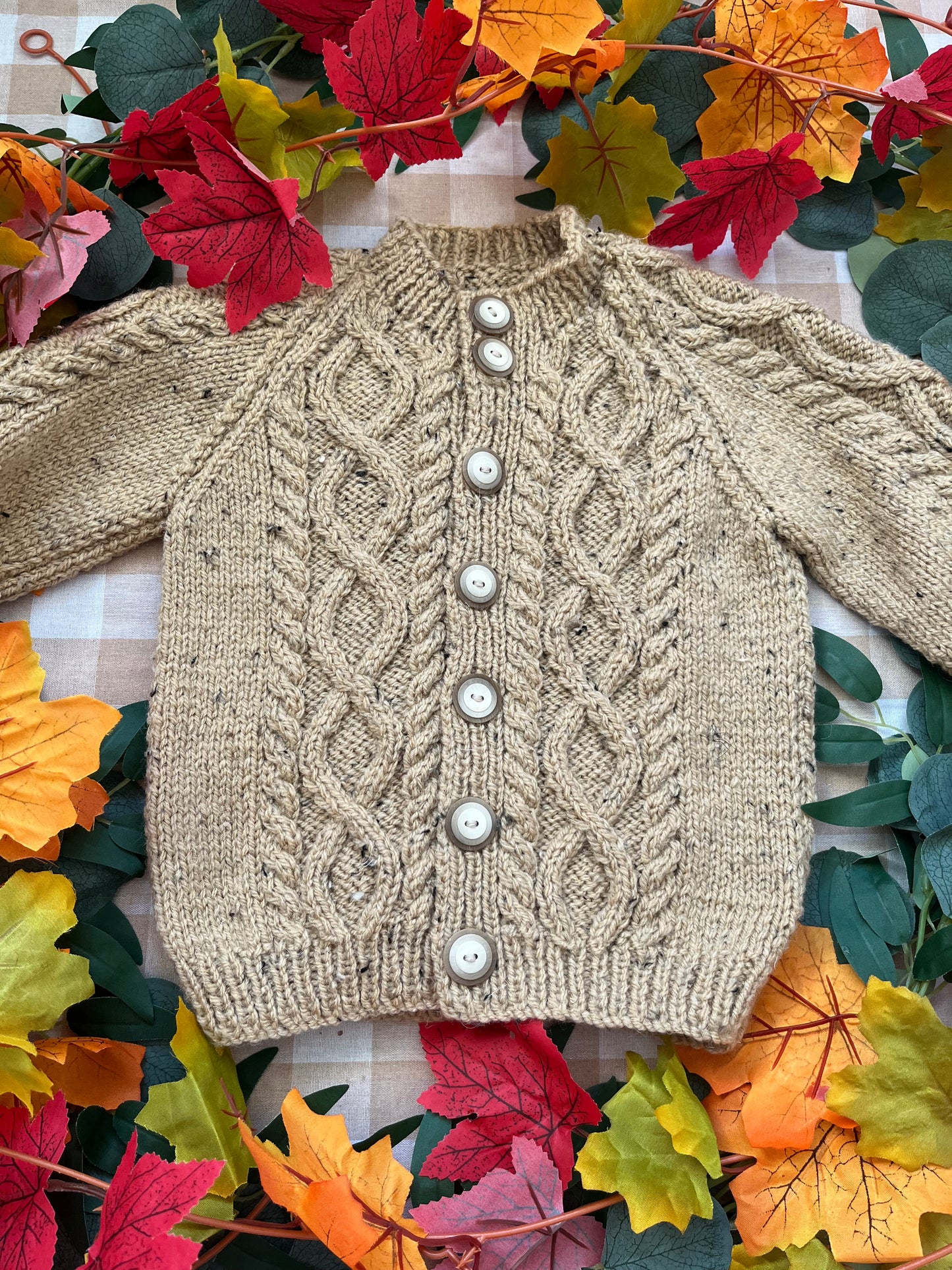 Personalise Me, Size 1-3 Years, Single Letter Cardi, Beige Rustic Pumpkin Cardi