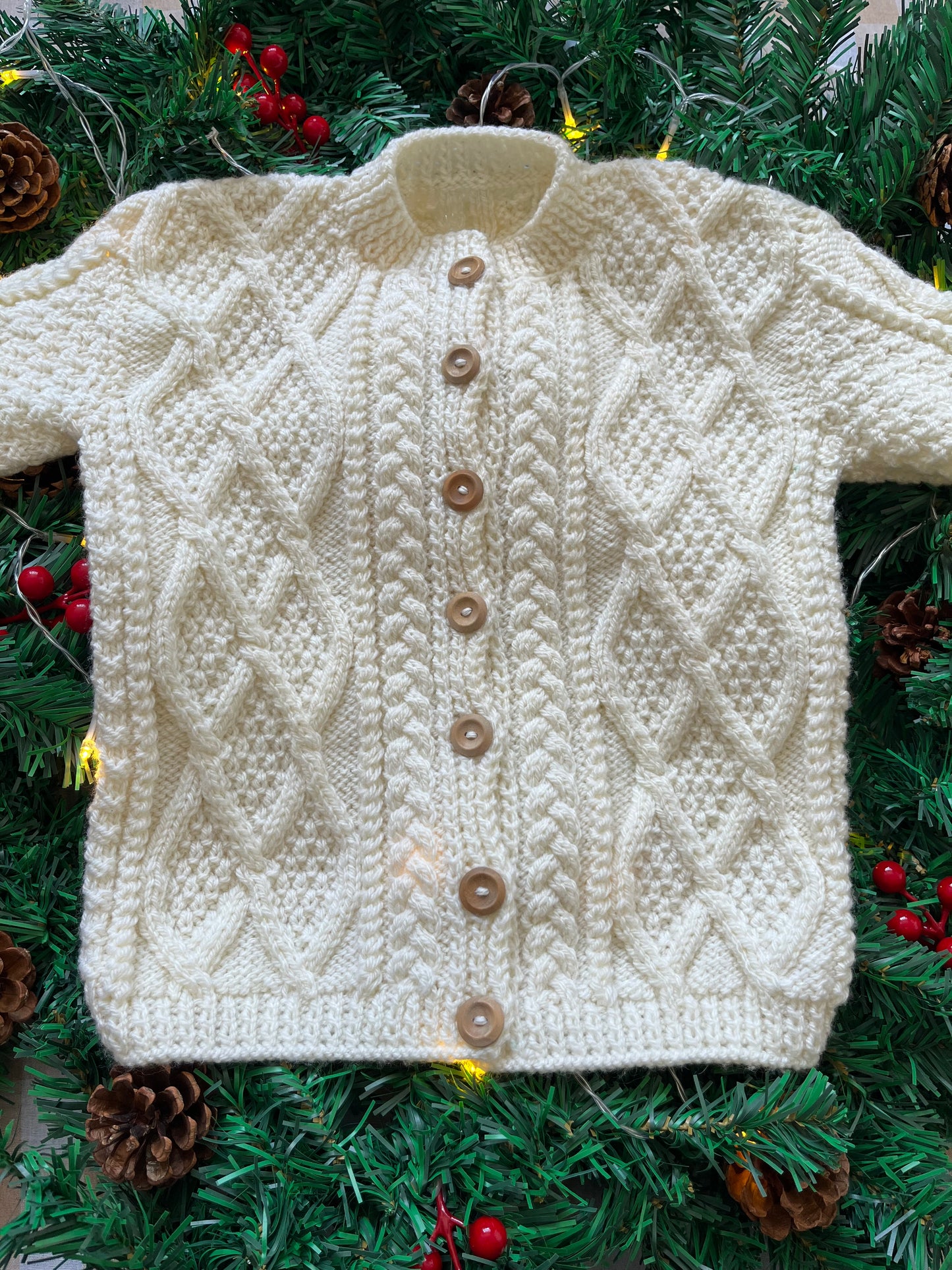 Size 3-5 Years, Tis the Season, Cream Cable knit Cardi