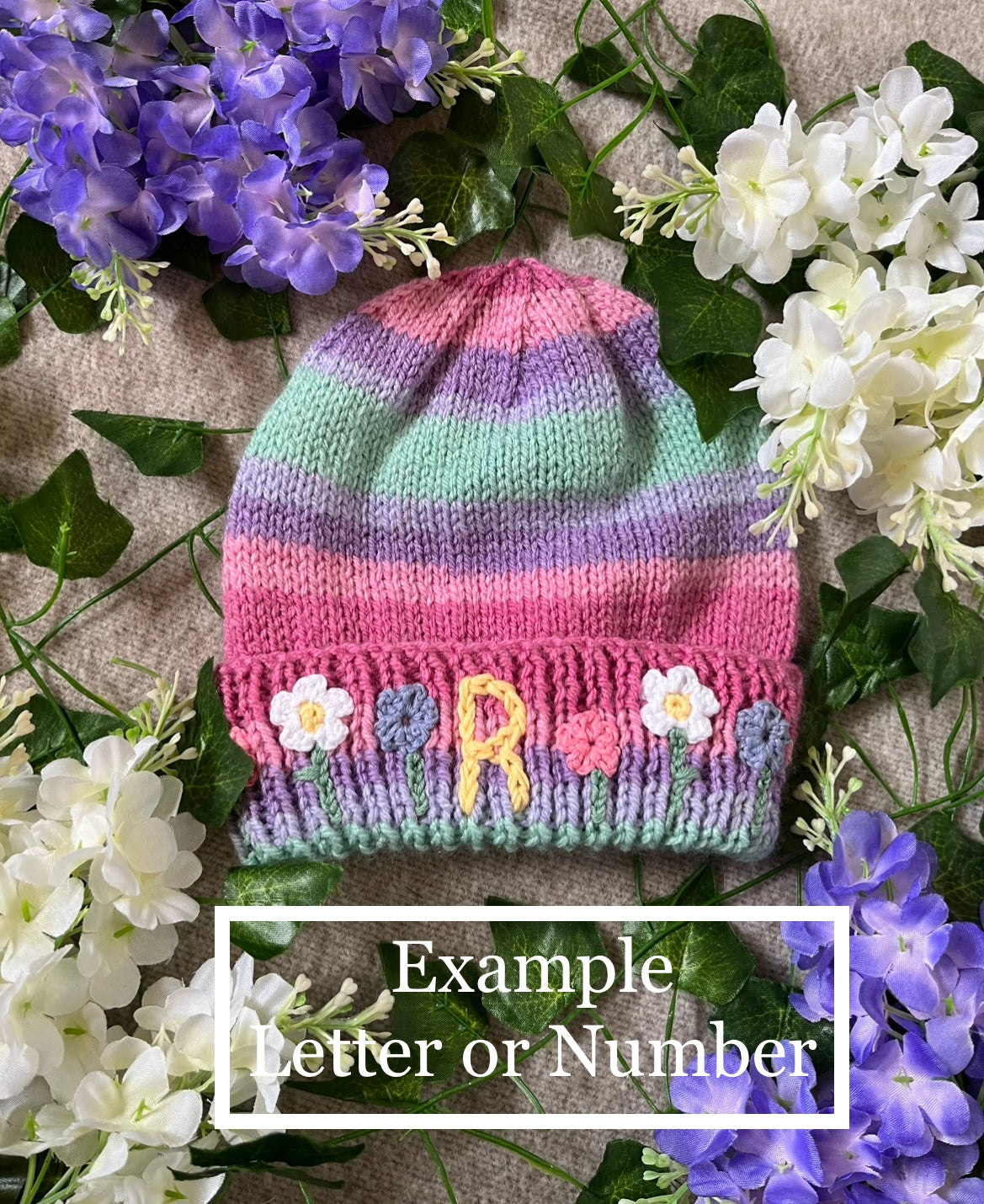 Personalise Me, Size 2-4 Years, Add a Letter, Green Stripe Squirrel Hat