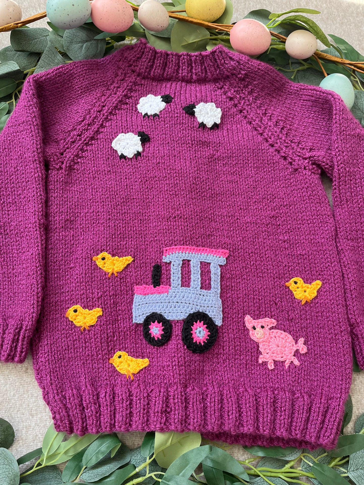 Personalise Me, Add Name, Size 3-5 Years, Purple Hand Knitted Cardigan
