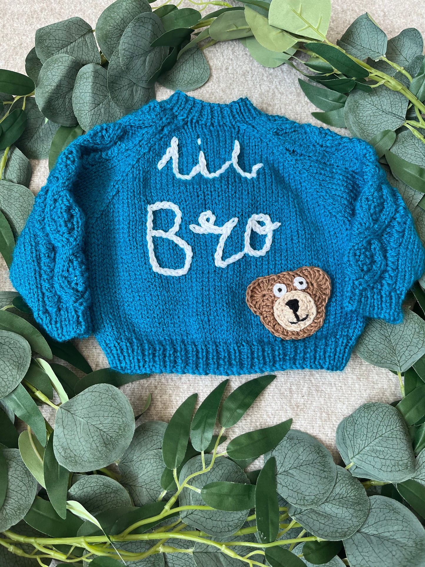 Size 0-3 Months, Lil Bri, Blue Hand Knitted Baby Cardigan