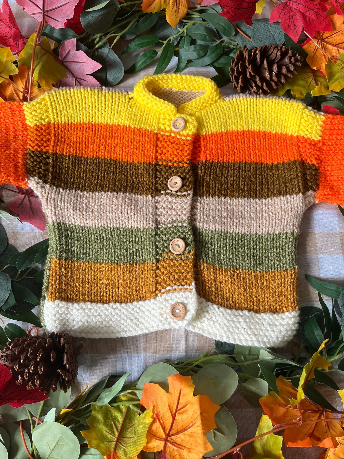 Personalise Me, Size 1-2 Years, Name Cardi, Woodland Animal, Striped Cardi