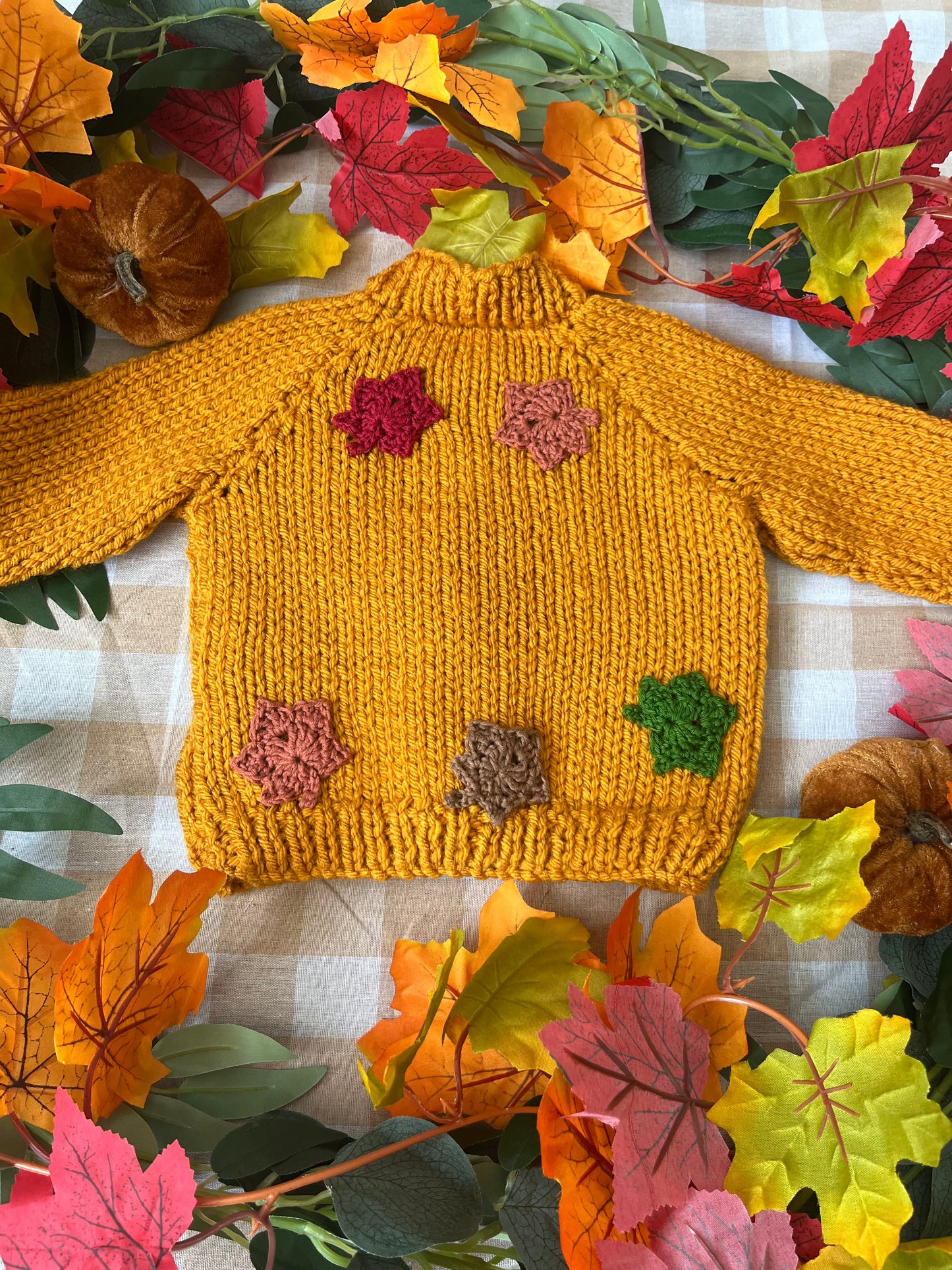 Personalise Me, Size 6 Months, Mustard Autumn Leaves Name Cardigan