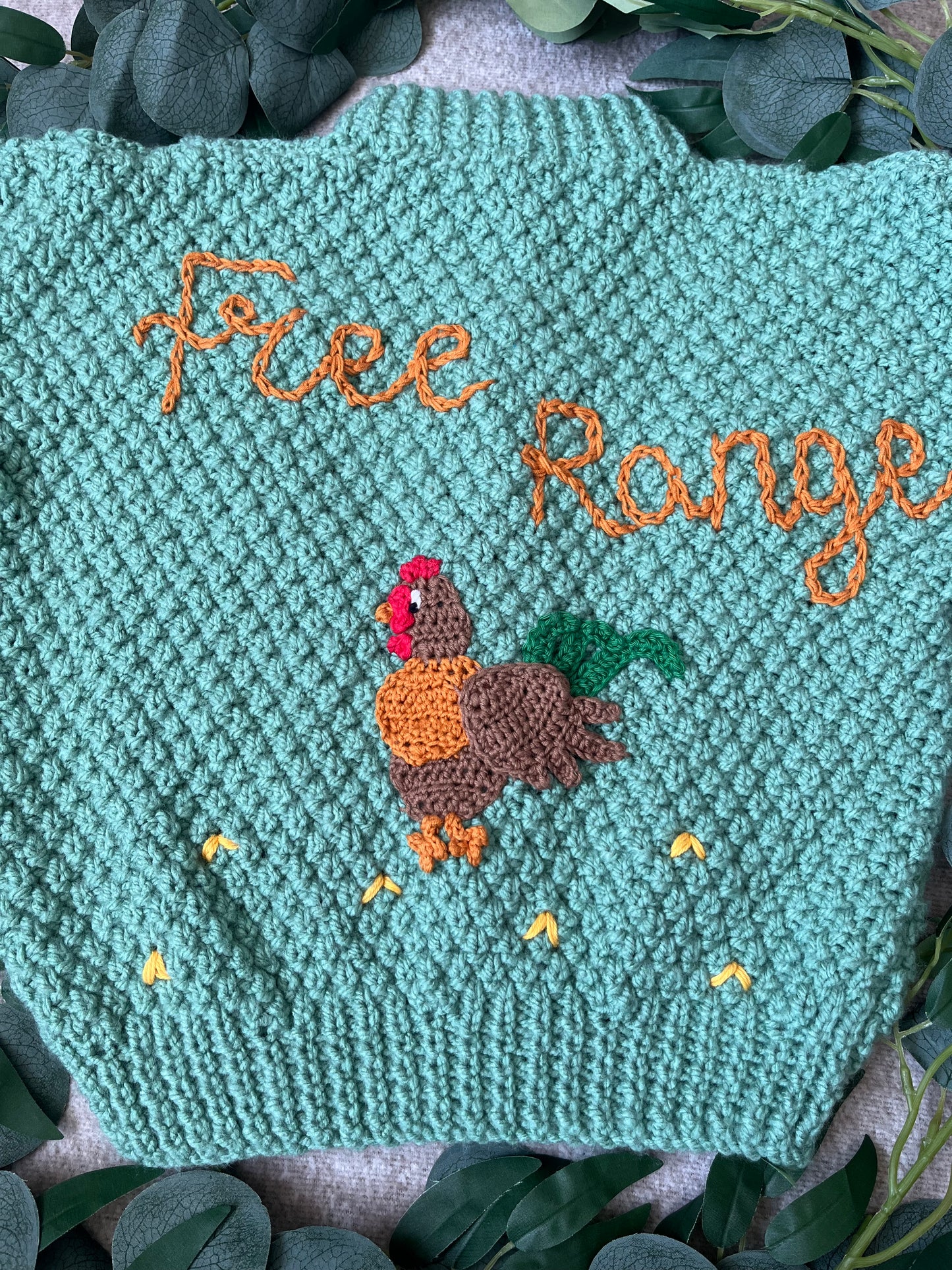 Size 3-5 Years, Free Range, Green Hand Knitted Cardigan