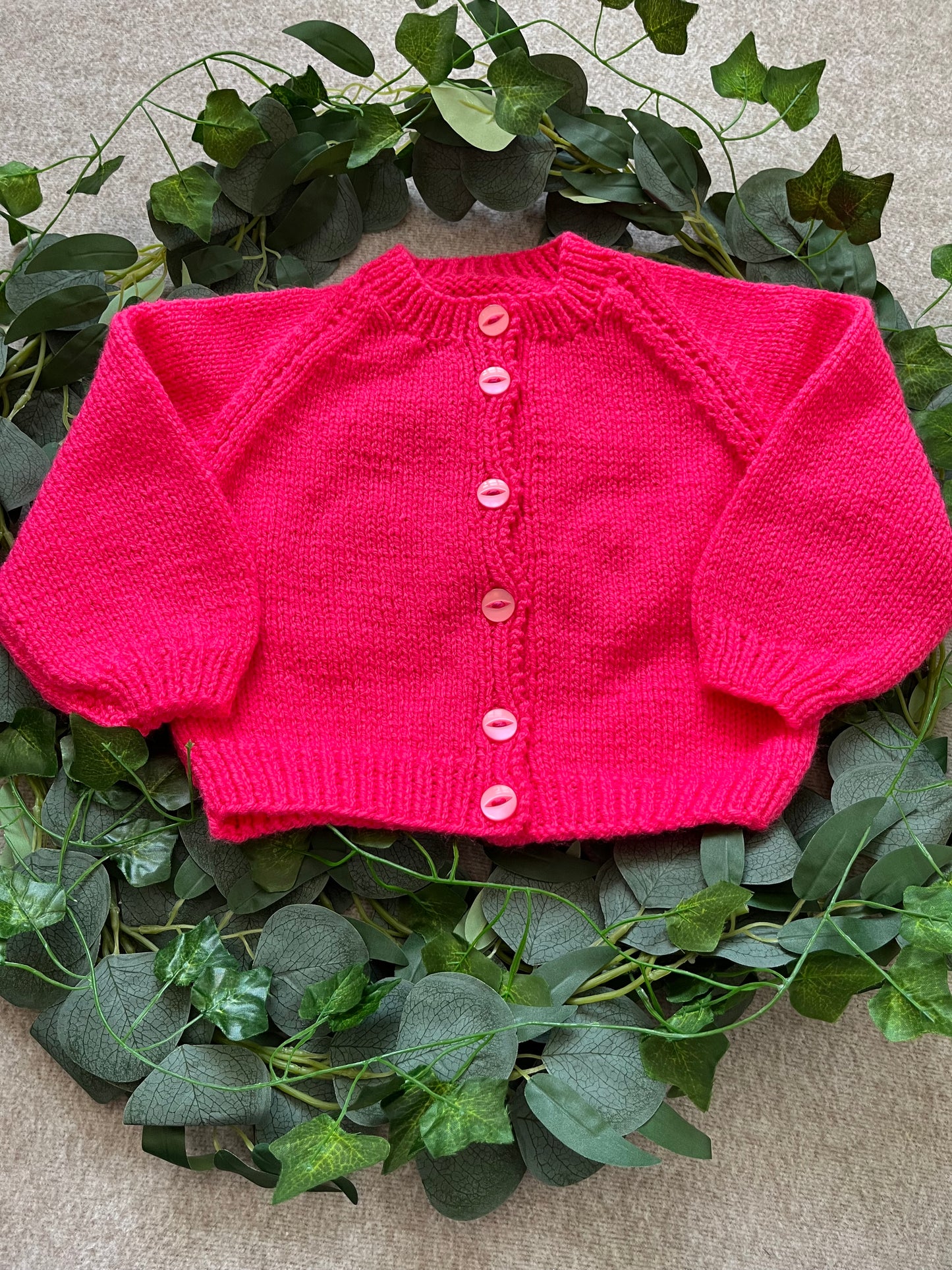 Size 1-2 Years, Howdy, Cow Print, Cow Girl Theme, Cowboy Boots + Hat Design, Handknitted Hot Pink Cardigan