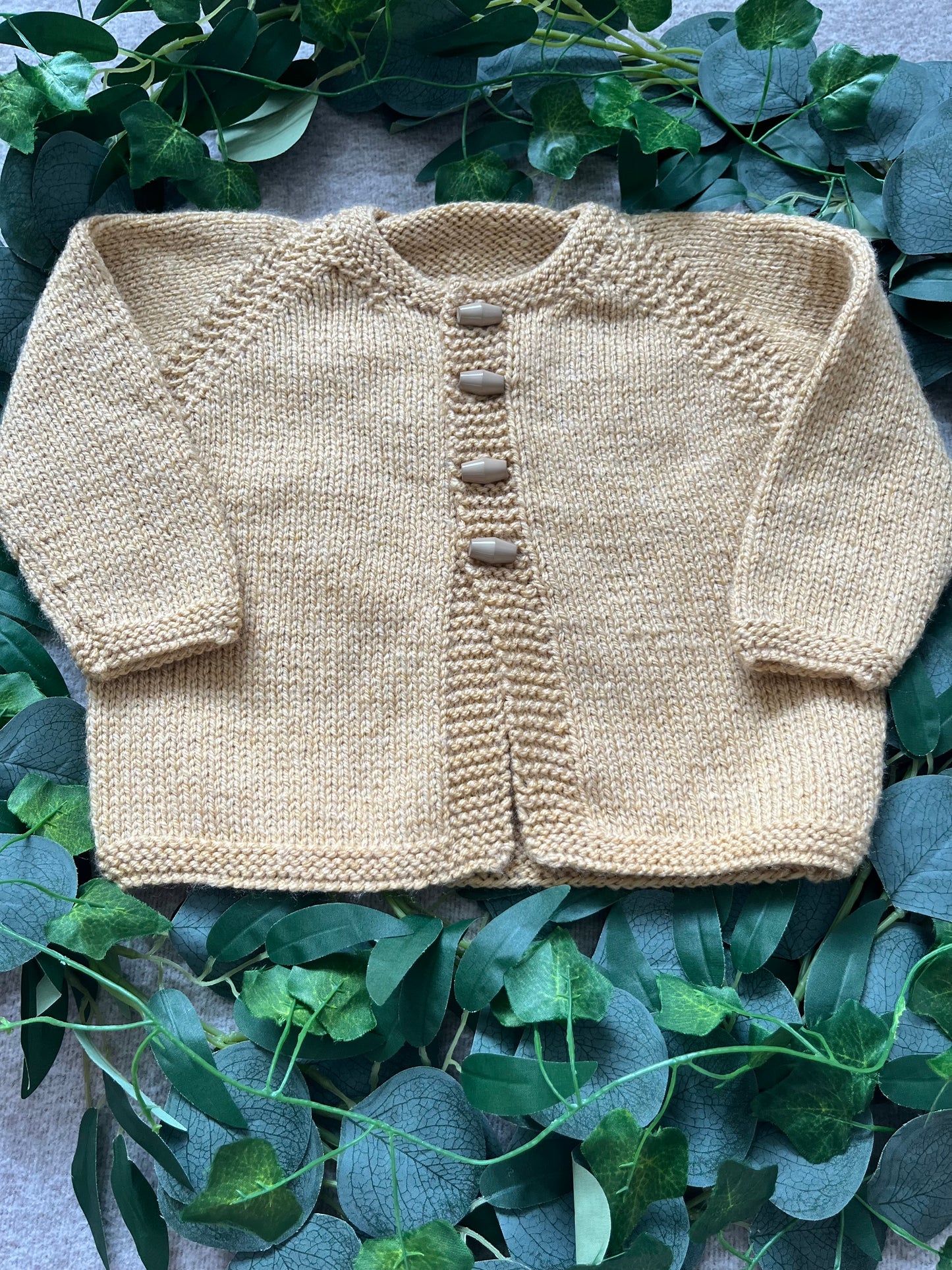 Personalise Me, Size 9-12 Months, Beige/ Tan Name Cardigan, Little Sleeping fox