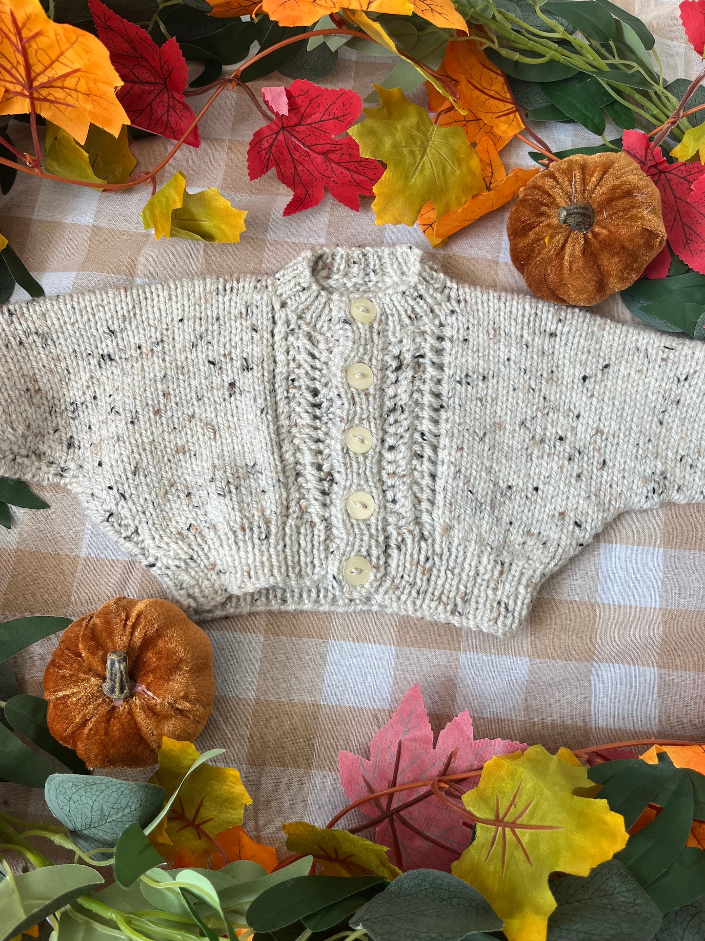 Personalise Me, Size 0-3 Months, Beige Pumpkin Name Cardigan
