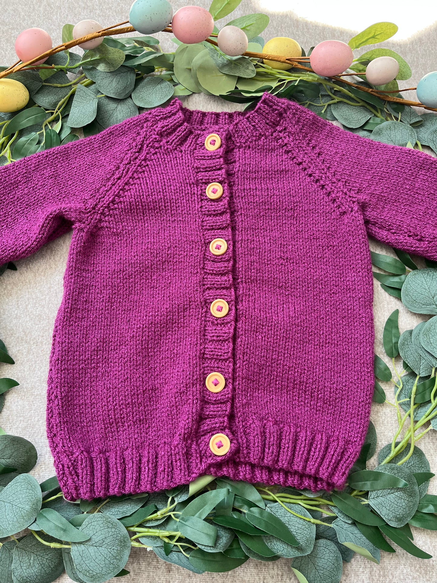 Personalise Me, Add Name, Size 3-5 Years, Purple Hand Knitted Cardigan